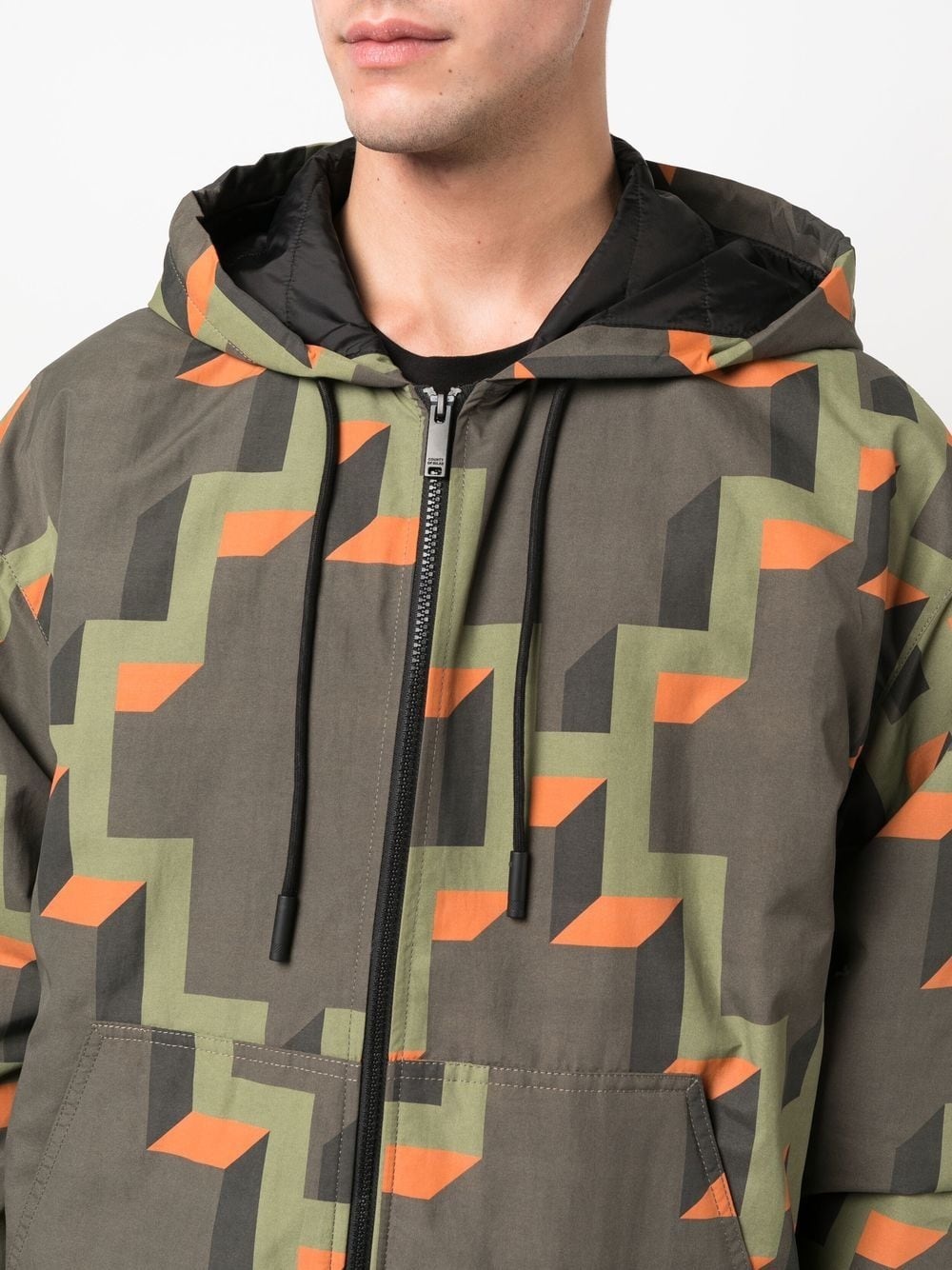geometric-print hooded jacket - 5
