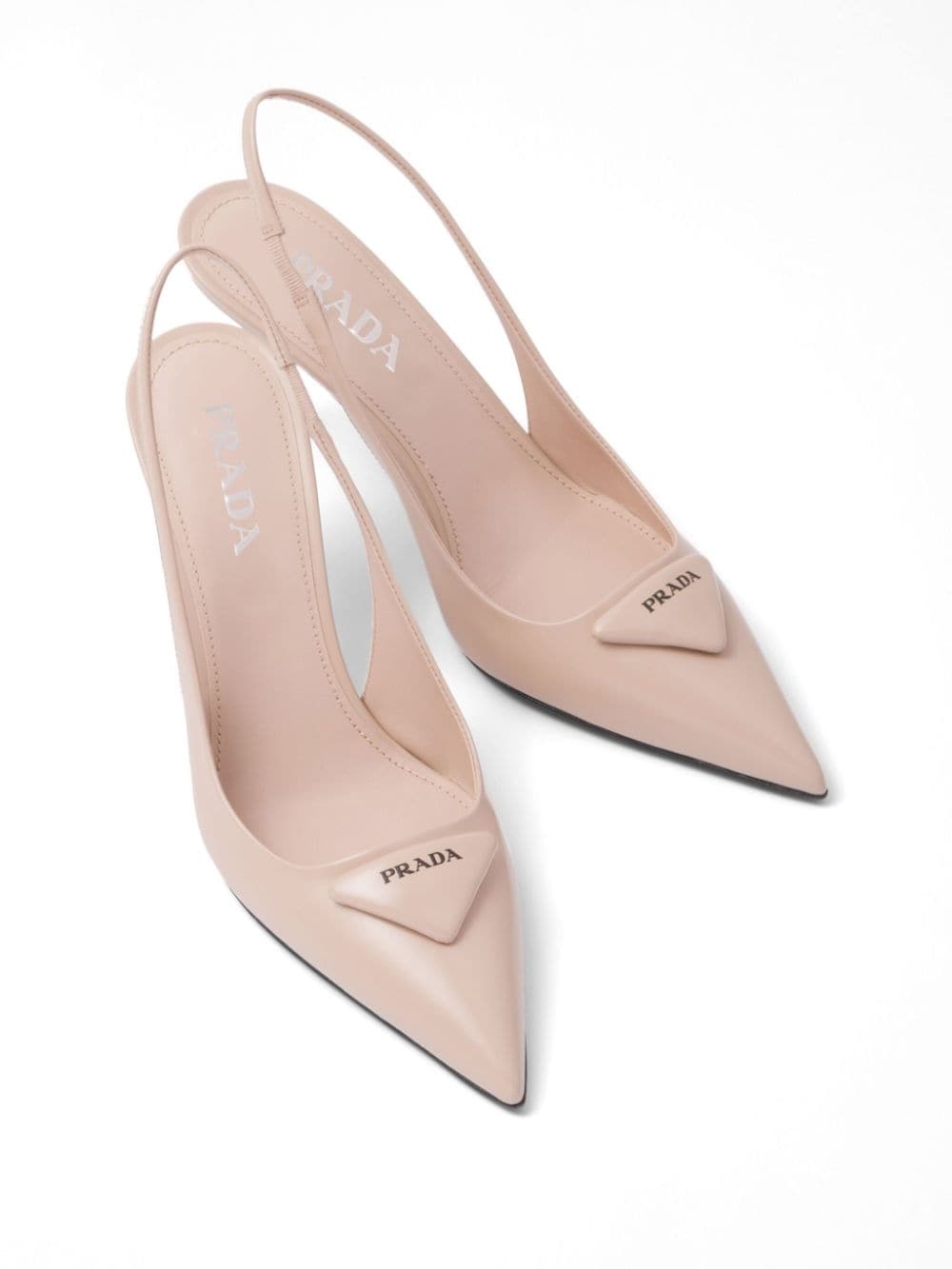 75mm brushed leather slingback pumps - 4