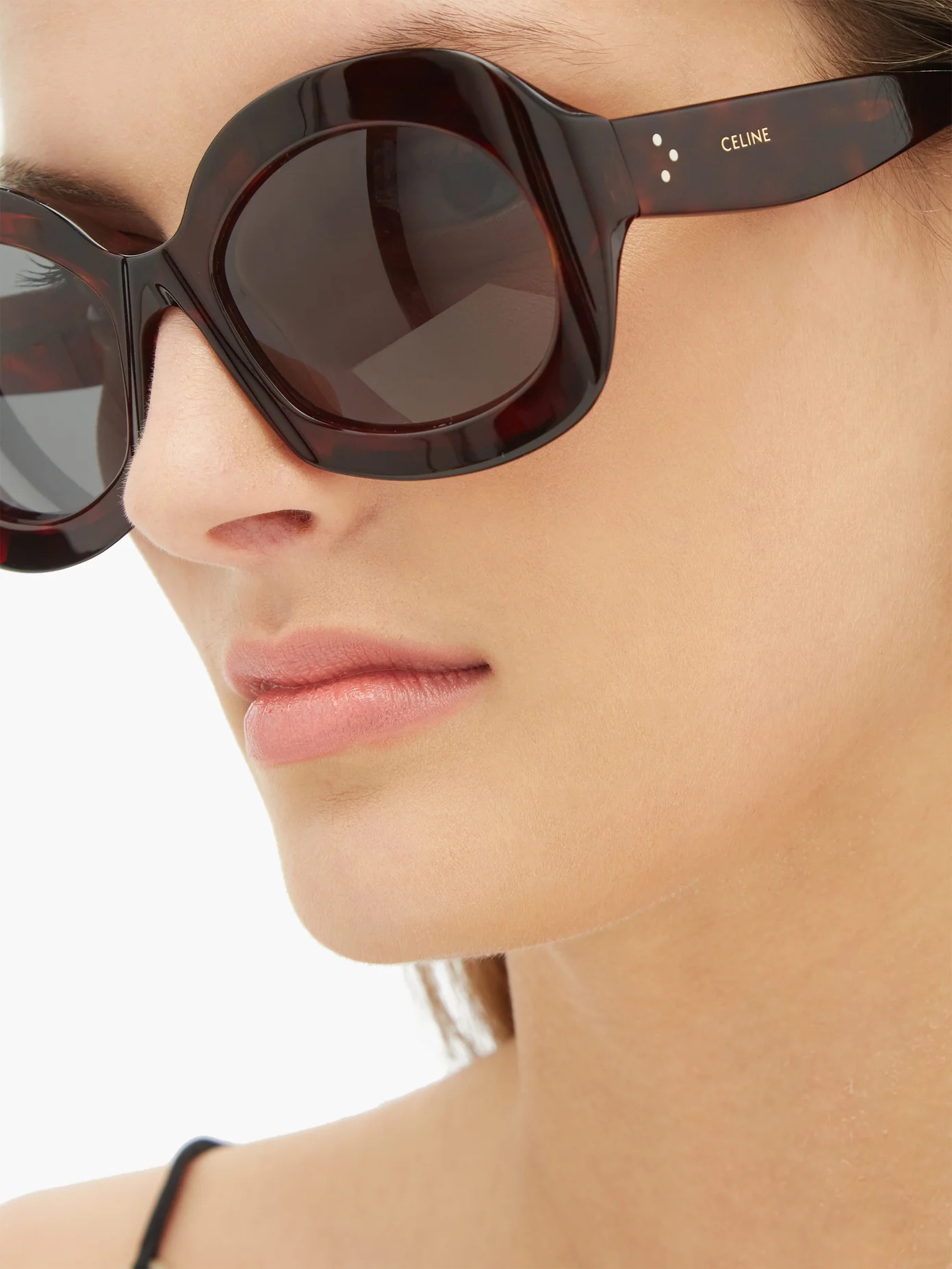 Round tortoiseshell-effect acetate sunglasses - 3