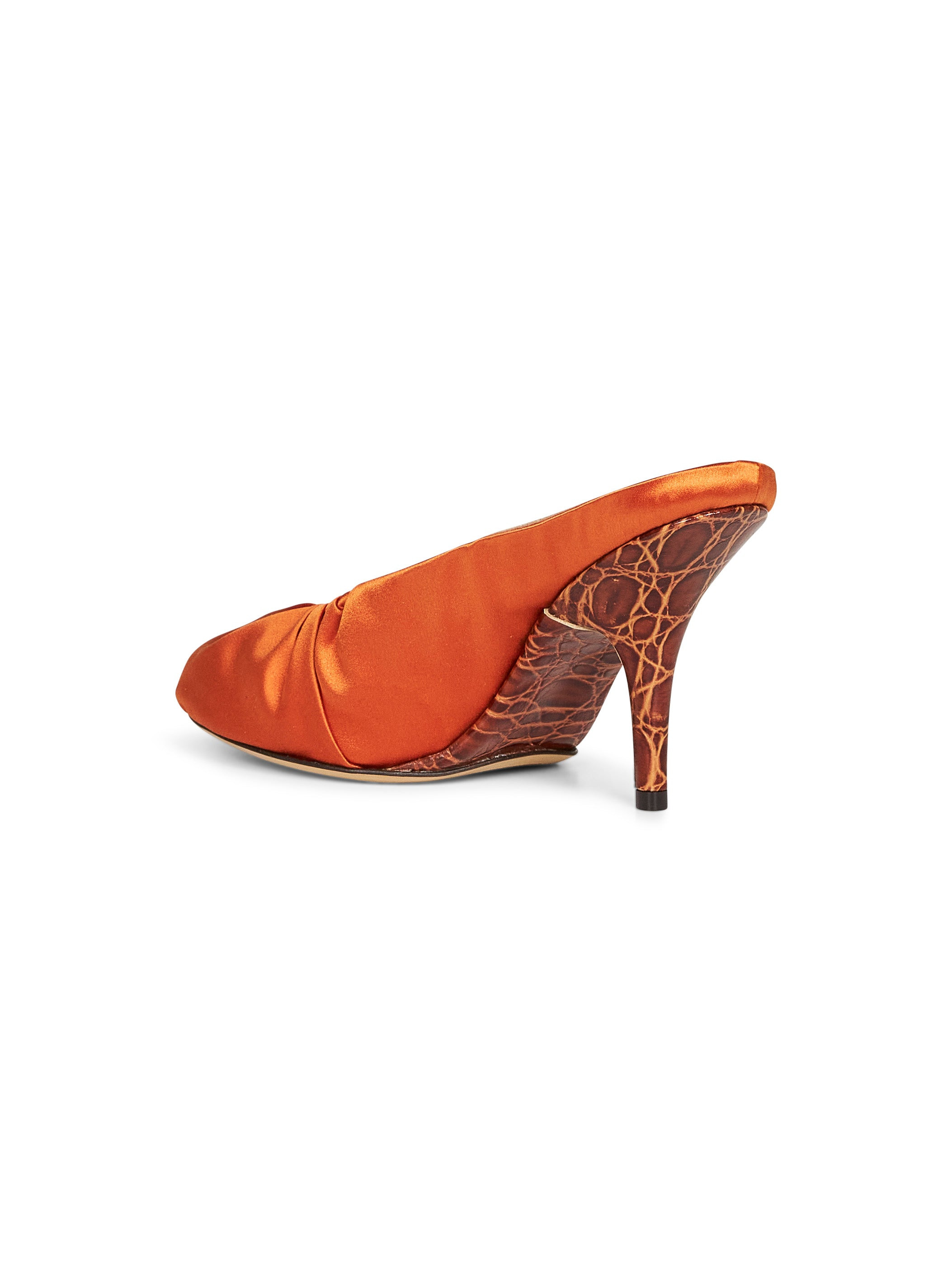 Orange satin heeled mules - 3