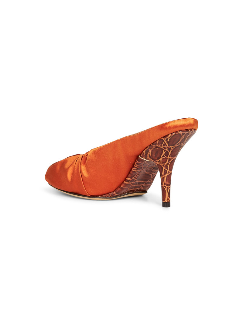 Orange satin heeled mules 3