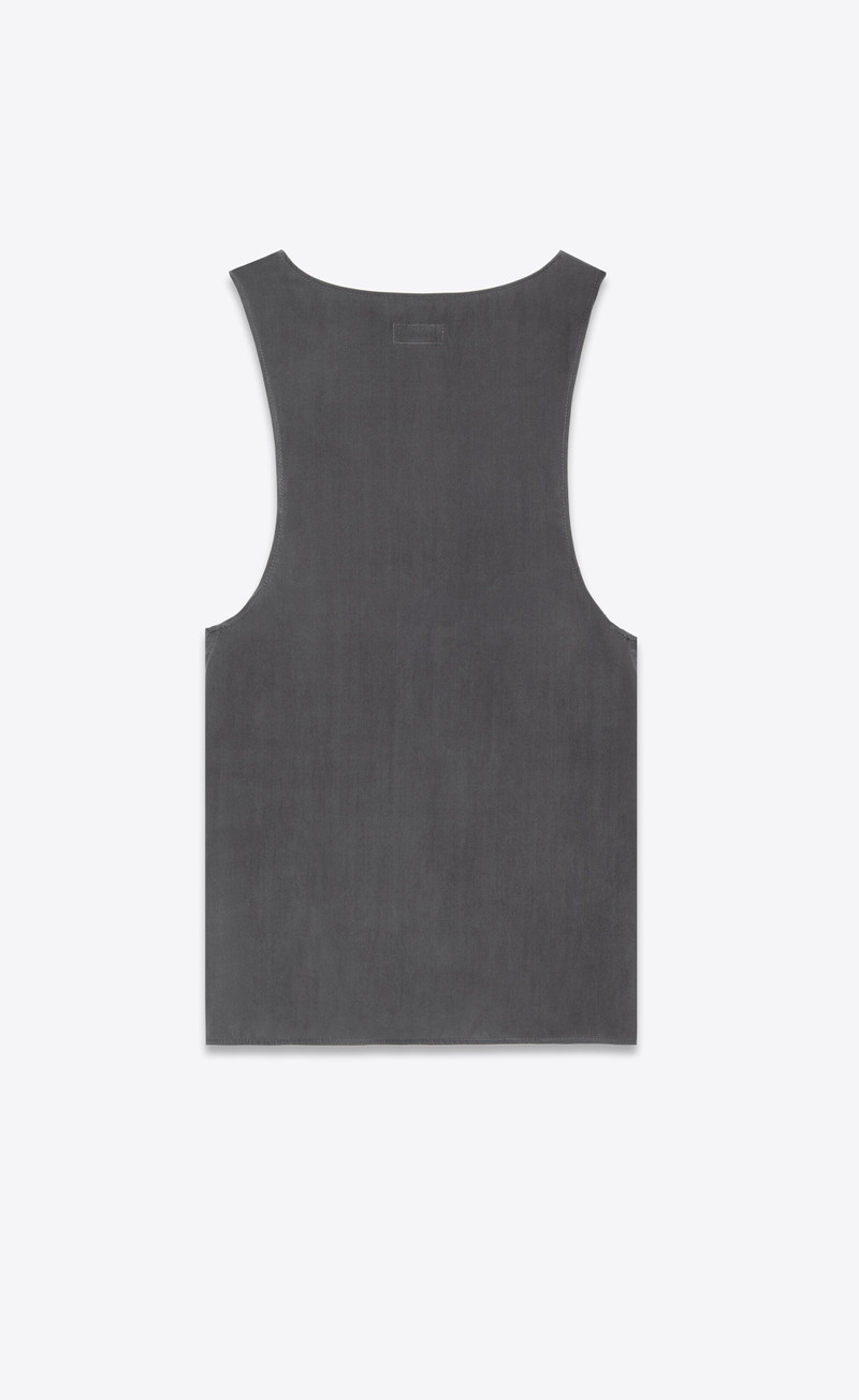 SAINT LAURENT henley tank in silk crepe de chine outlook