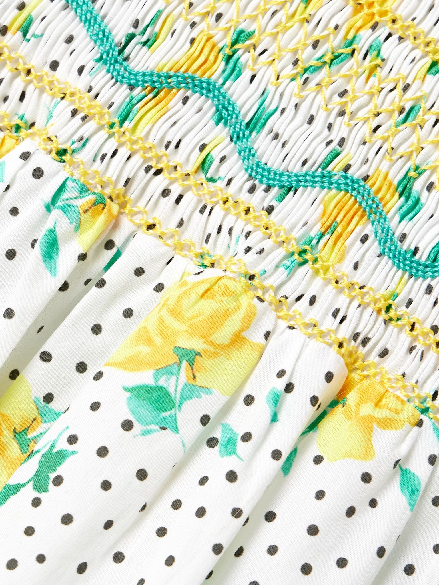 Gioia smocked printed cotton-voile midi dress White - 4