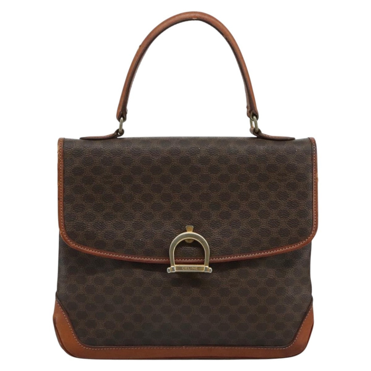 CELINE Macadam Canvas Hand Bag Pvc Leather Brown - 13