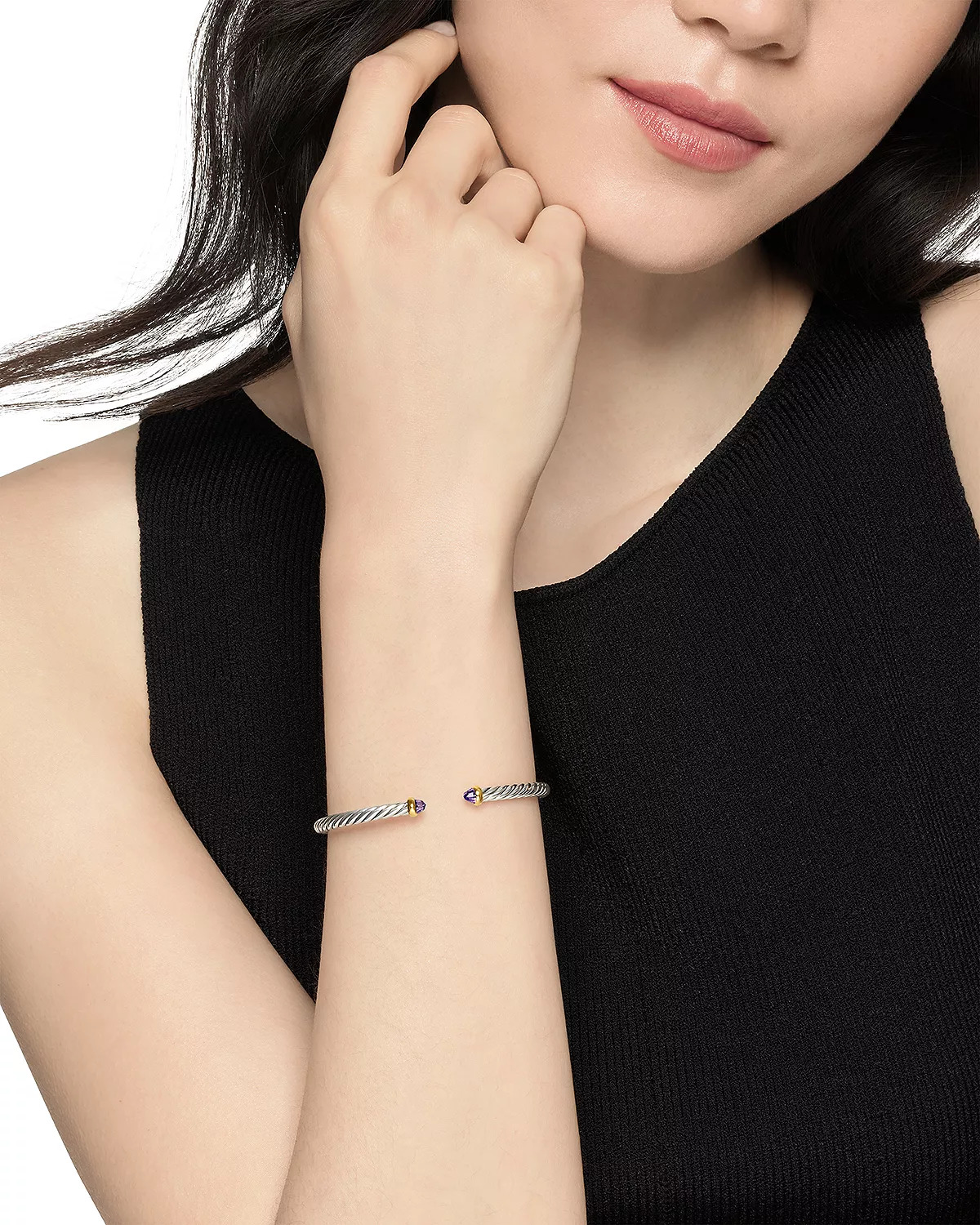 Sterling Silver & 14K Yellow Gold Cable Flex Bracelet, 4mm - 2