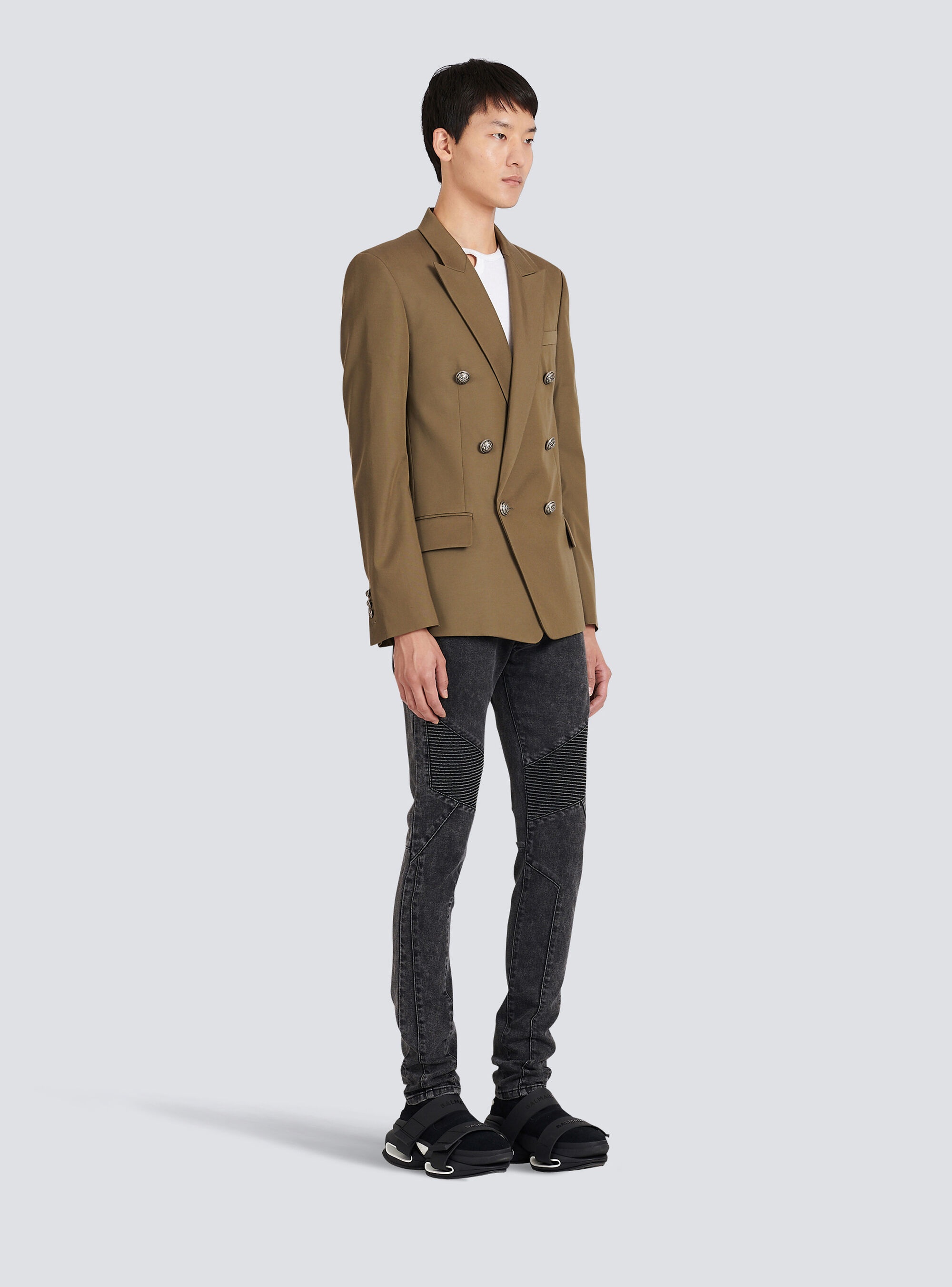 Cotton blazer with double-breasted silver-tone buttoned fastening - 5