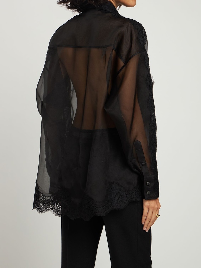 Silk blend organza & lace shirt - 3