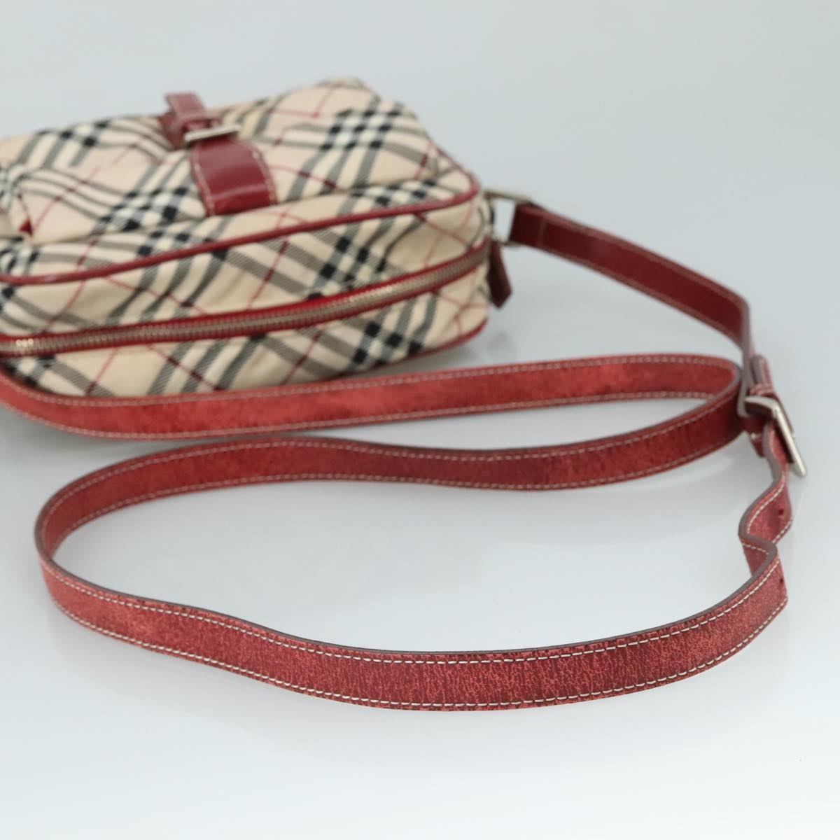 Burberry Nova Check Blue Label Shoulder Bag Nylon Beige Silver - 7