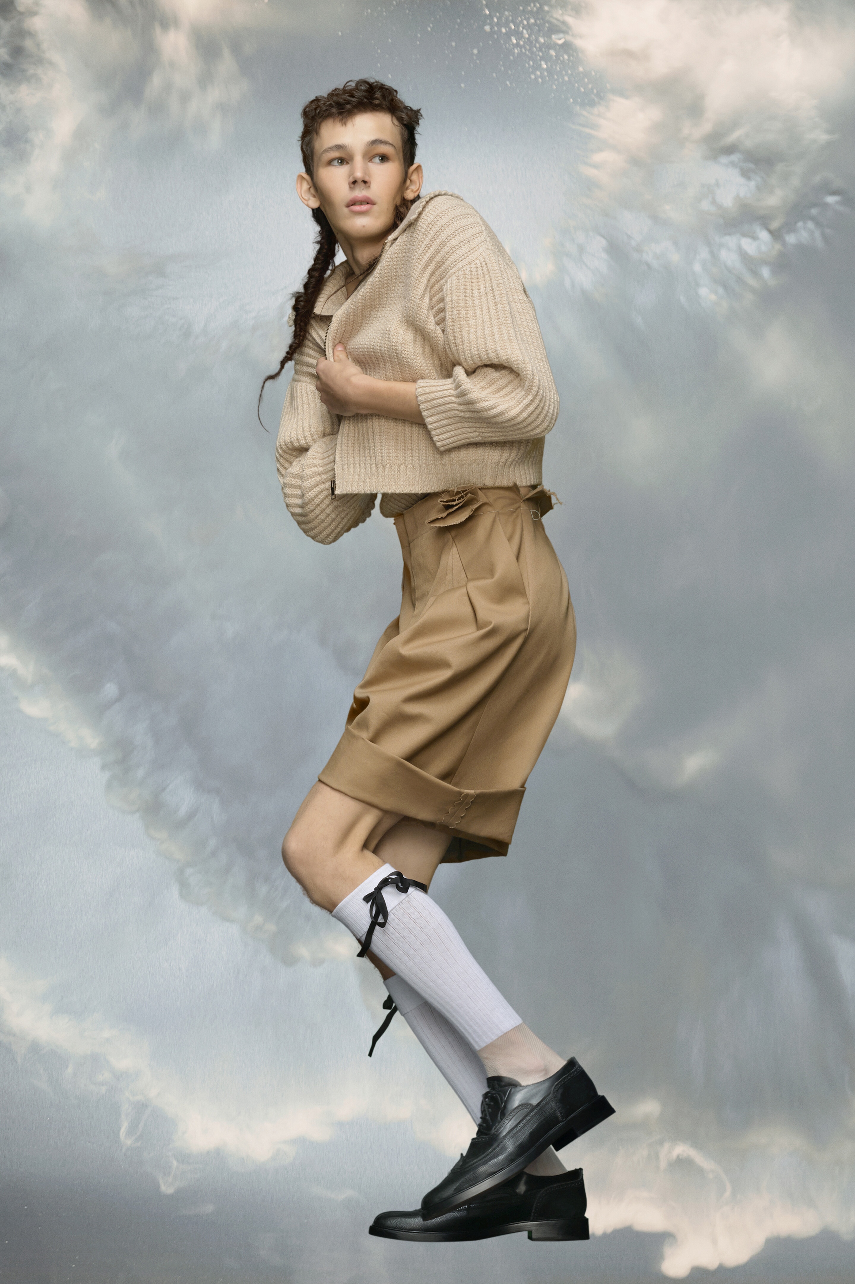 Distorted knit zip sweater - 3