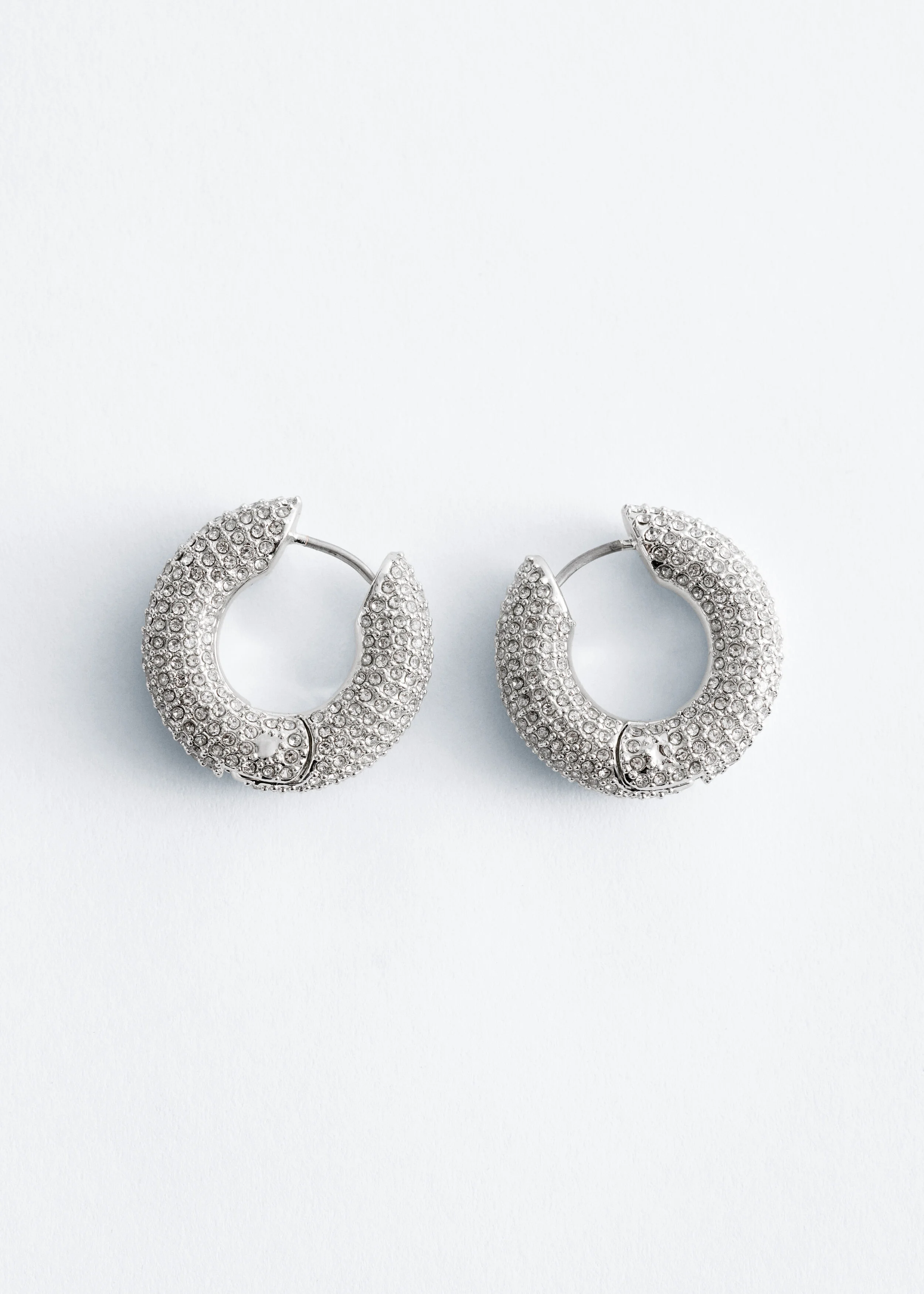 Rhinestone Hoop Earrings - 1
