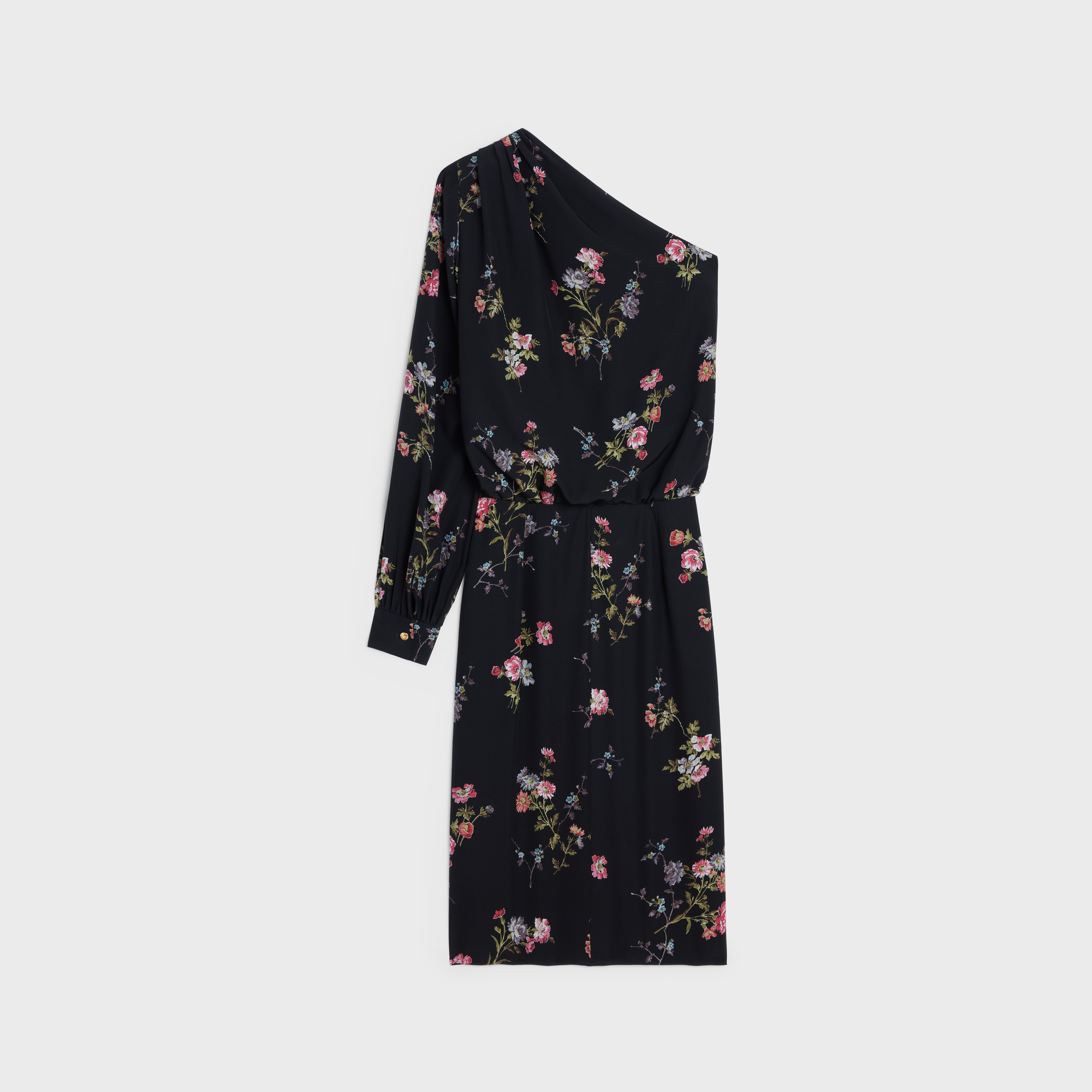 one-shoulder dress in crepe de chine - 2