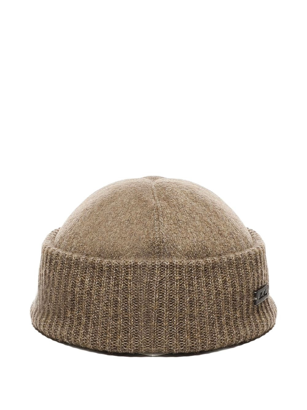 logo-plaque ribbed beanie - 3