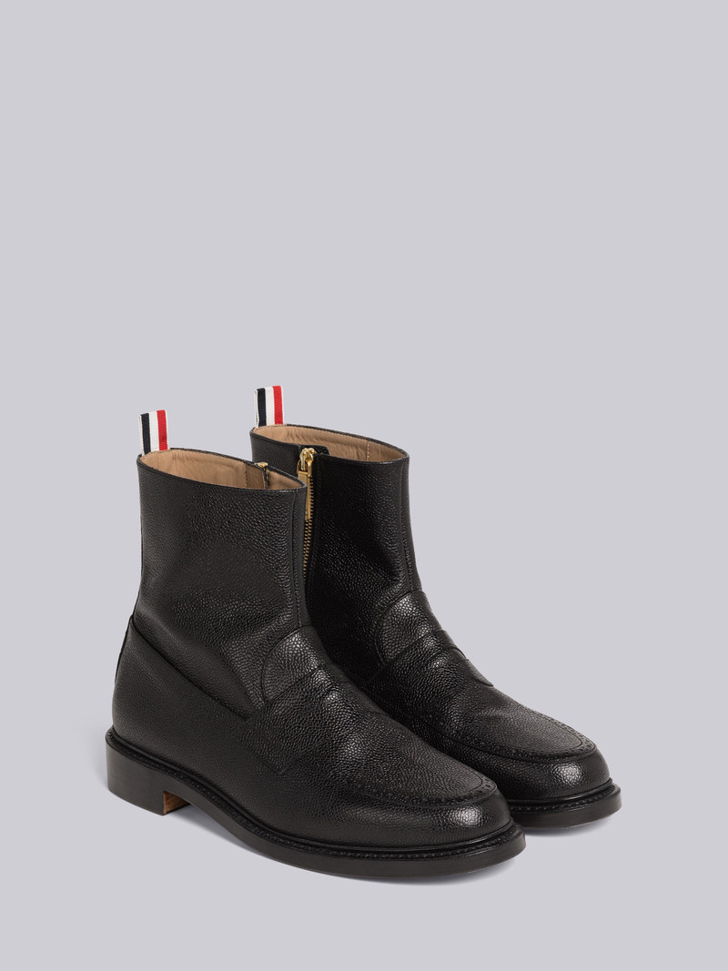 Pebble Grain Leather Penny Loafer Ankle Boot 3