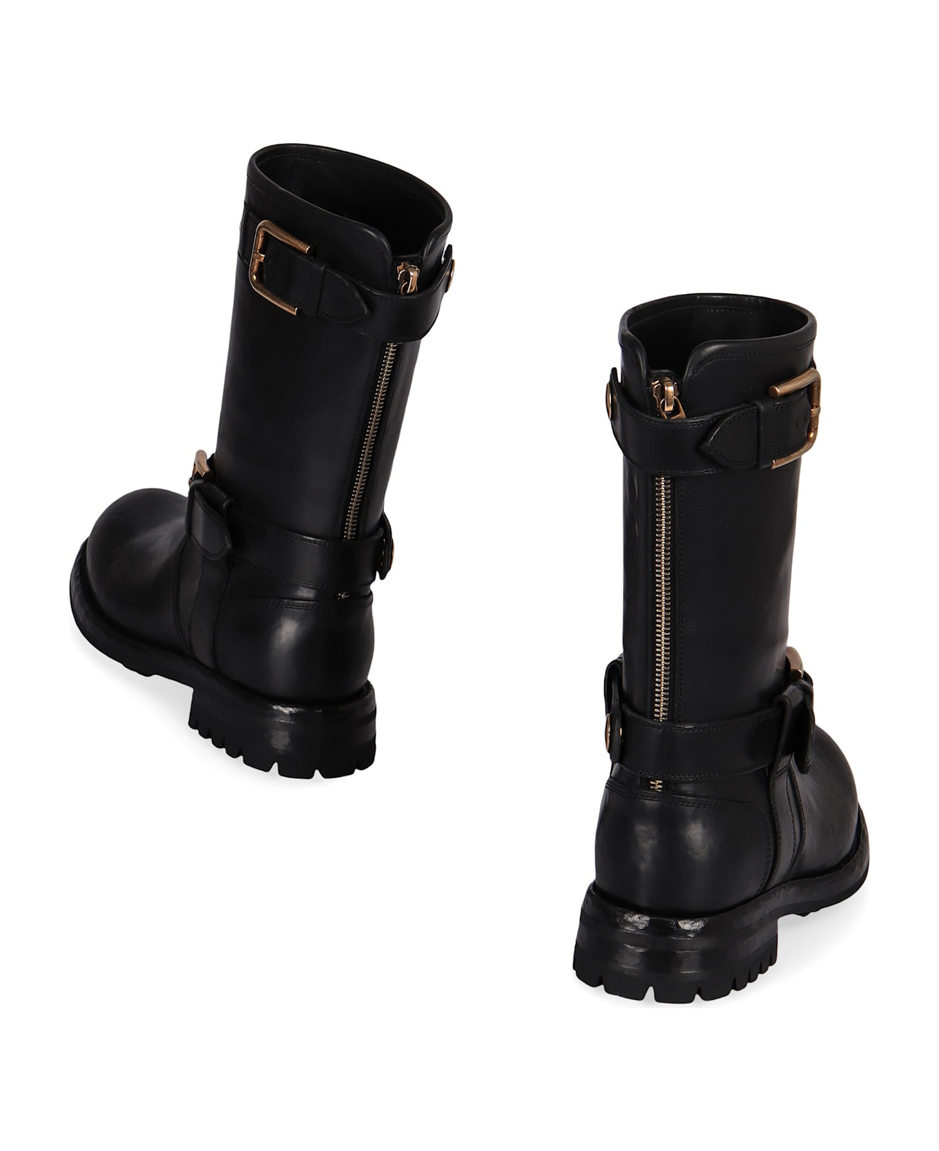 Leather Biker Boots - 4