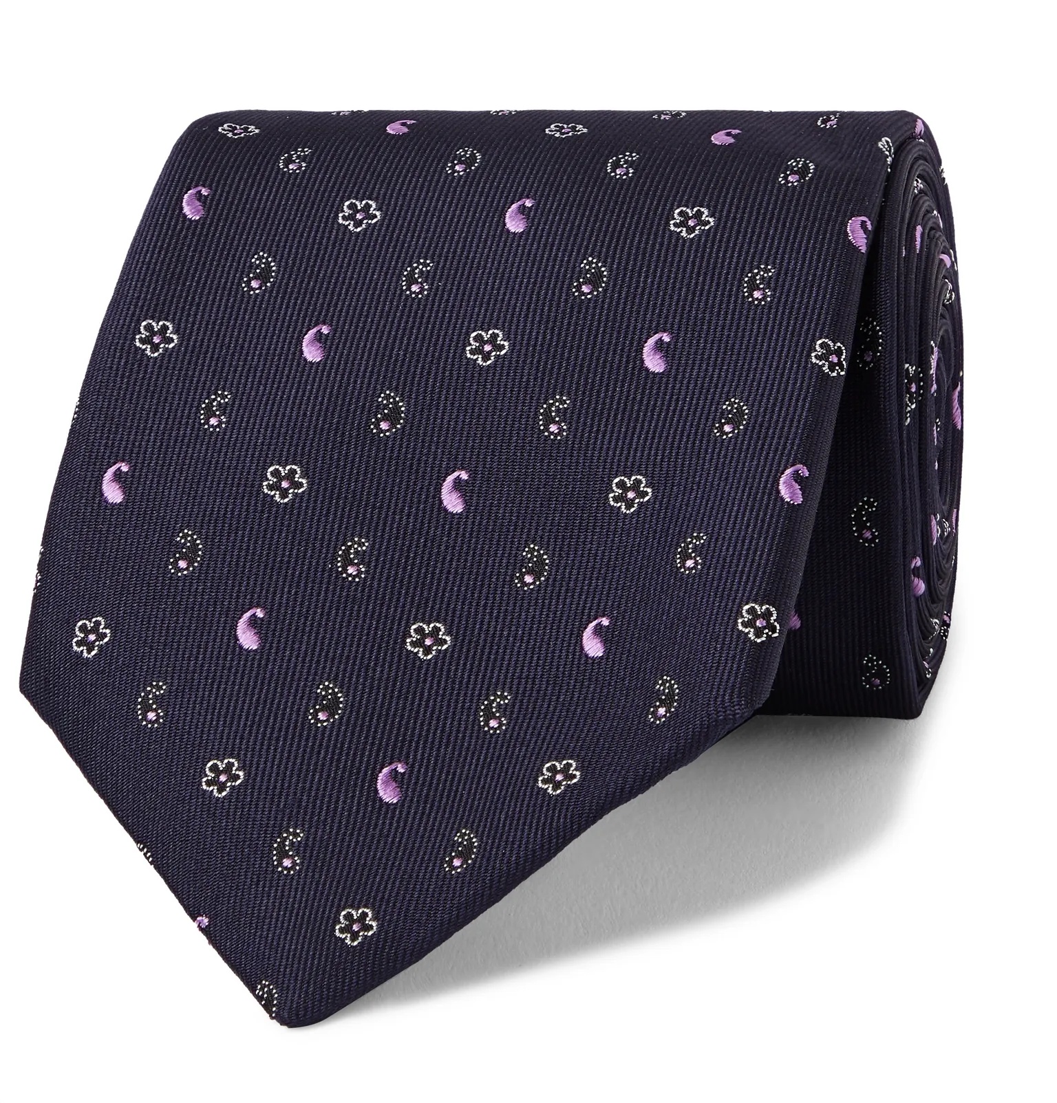 8cm Embroidered Silk-Twill Tie - 1