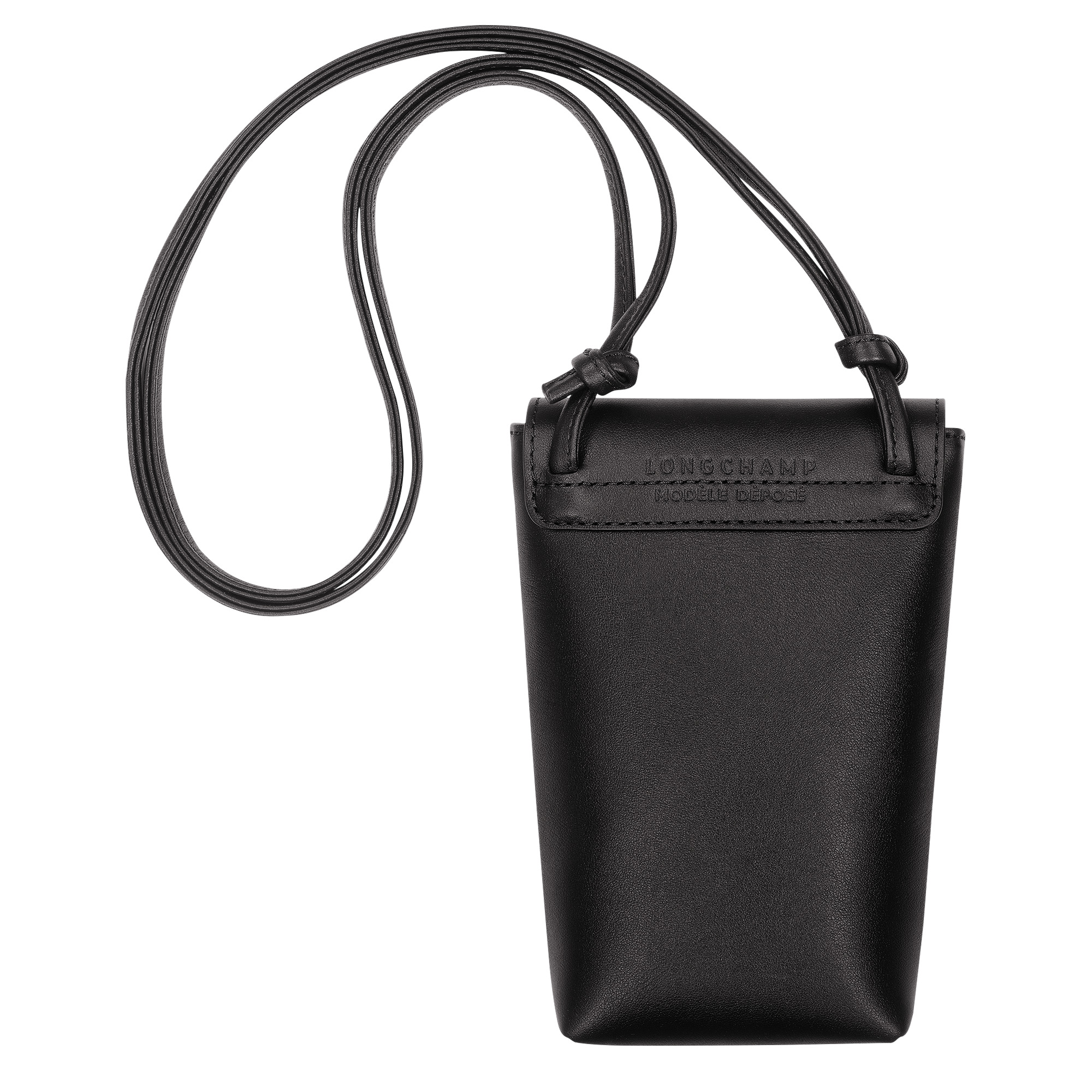 Le Pliage Xtra Phone case with leather lace Black - Leather - 5