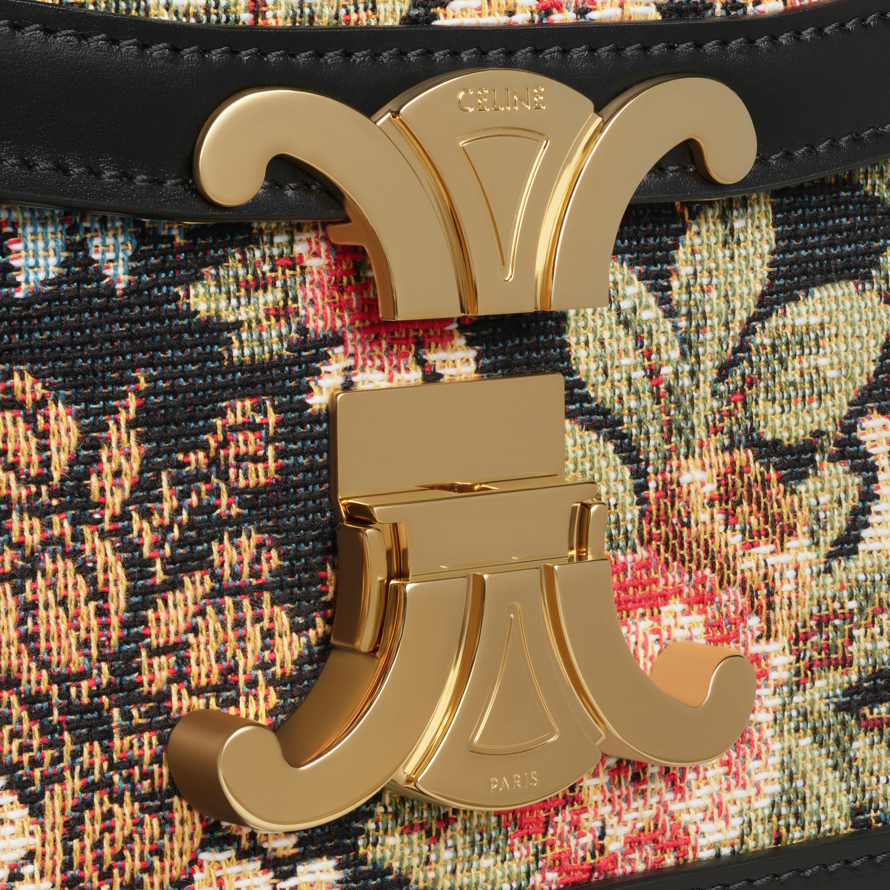 TEEN TRIOMPHE BAG  IN  FLORAL JACQUARD AND CALFSKIN - 4