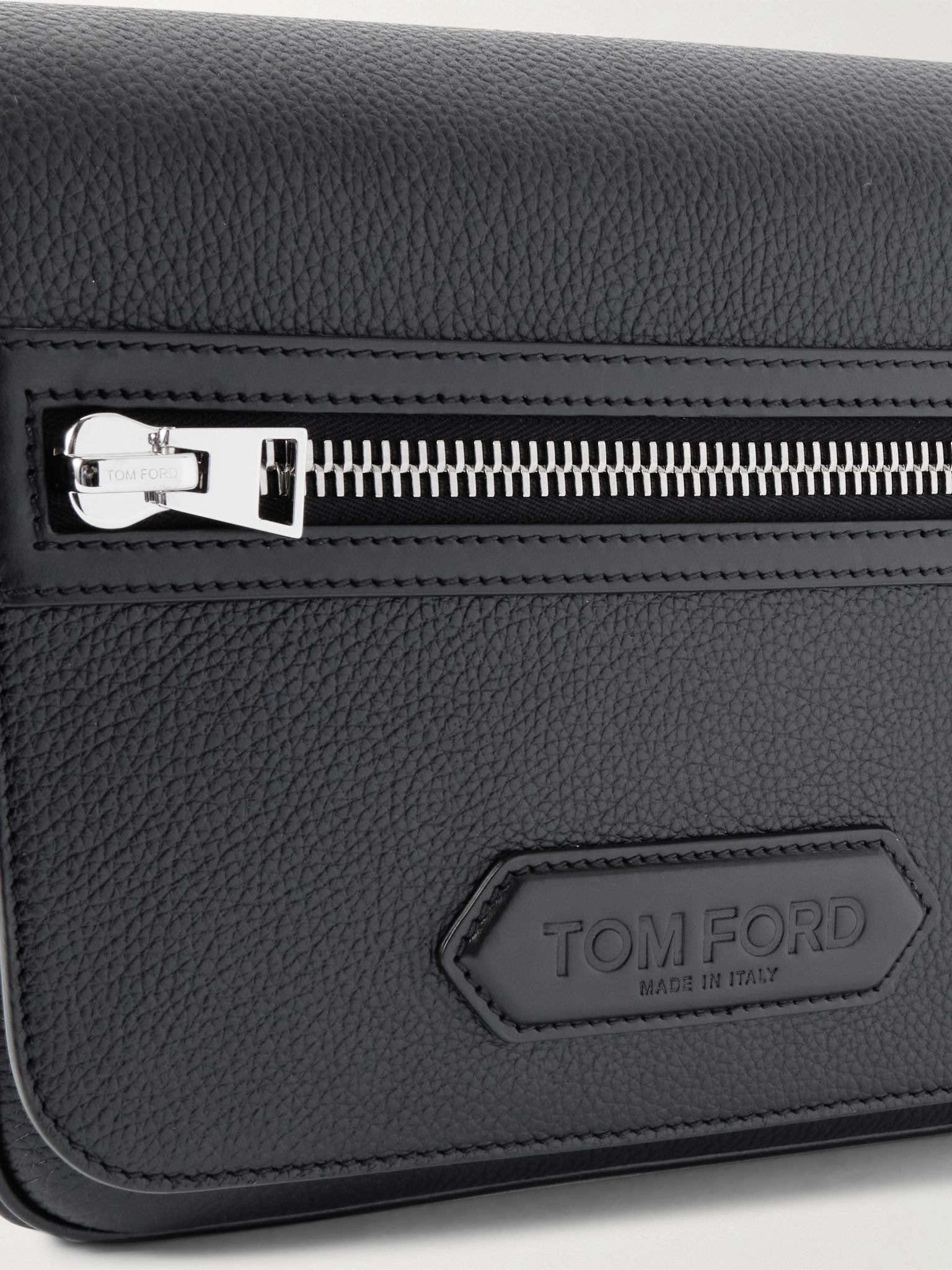 Full-Grain Leather Messenger Bag Black - 4