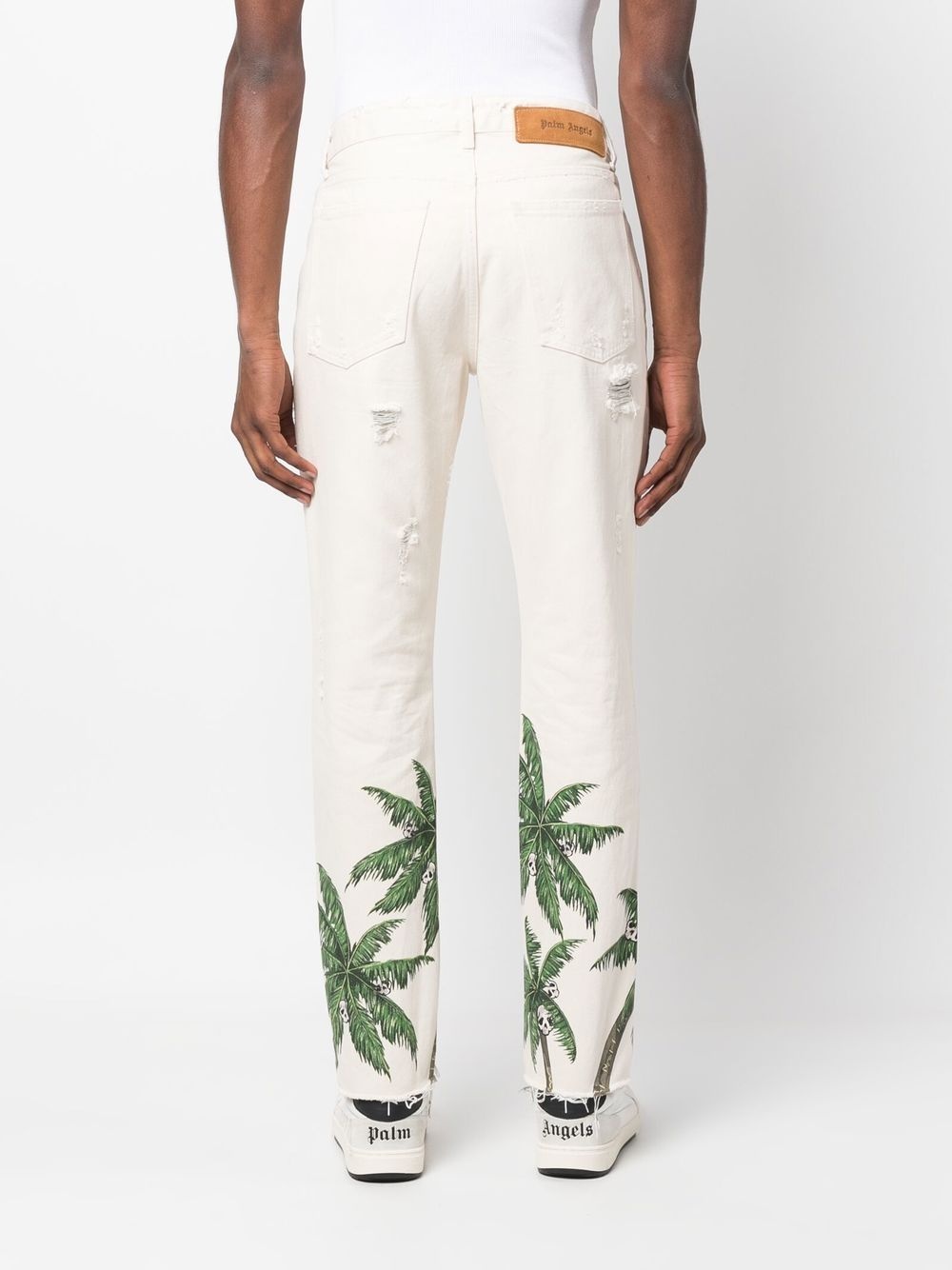 palm tree-print straight-leg jeans - 4