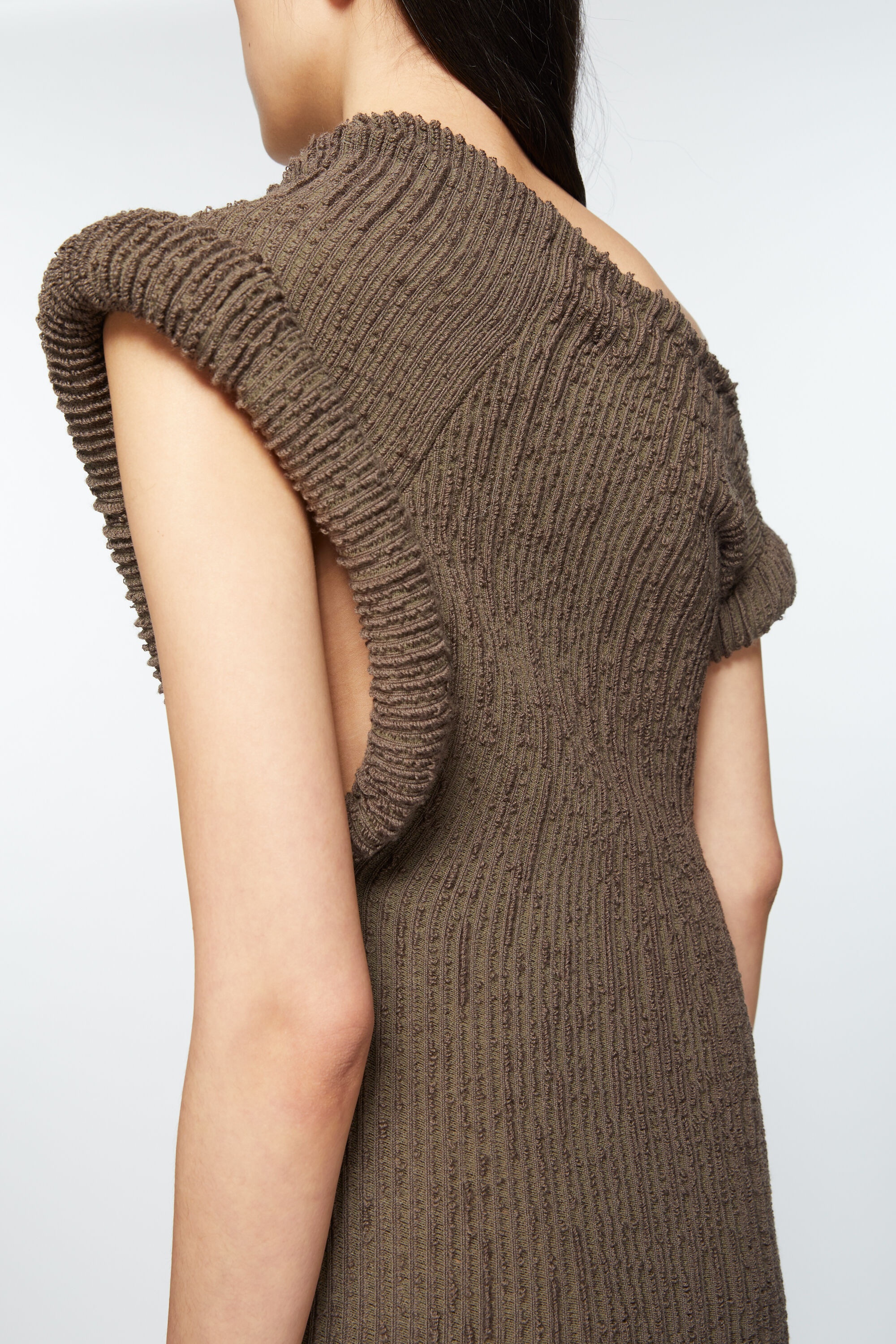 Asymmetric knit dress - Taupe grey - 5