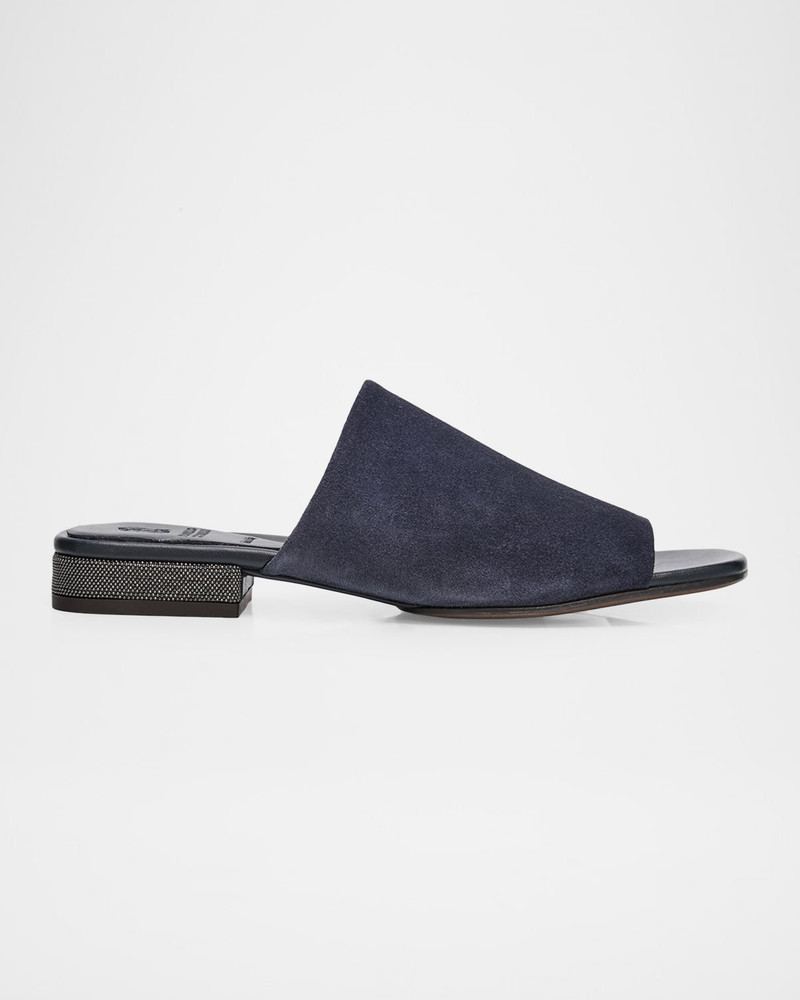 Suede Slide Sandals with Monili Heel 1