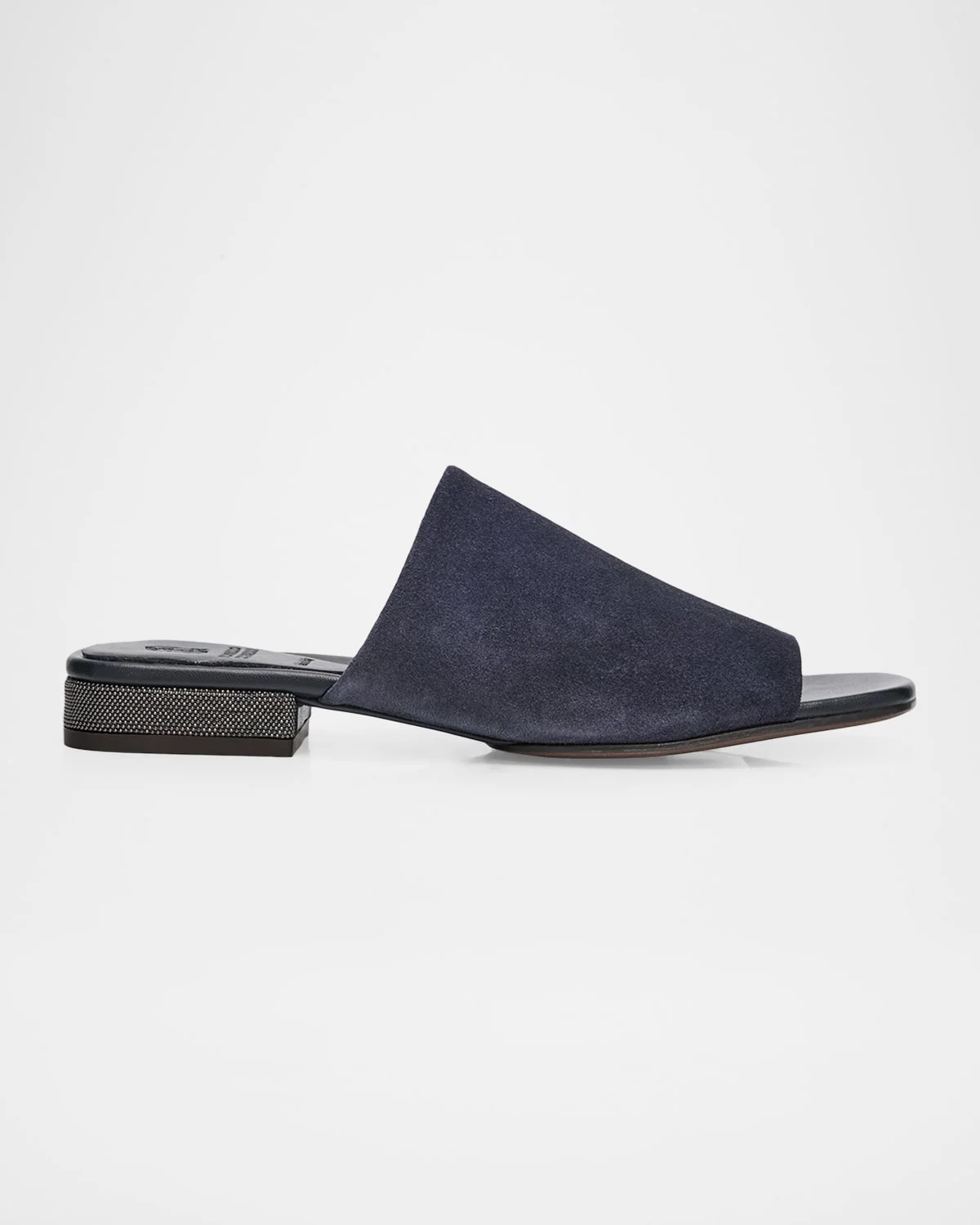 Suede Slide Sandals with Monili Heel - 1