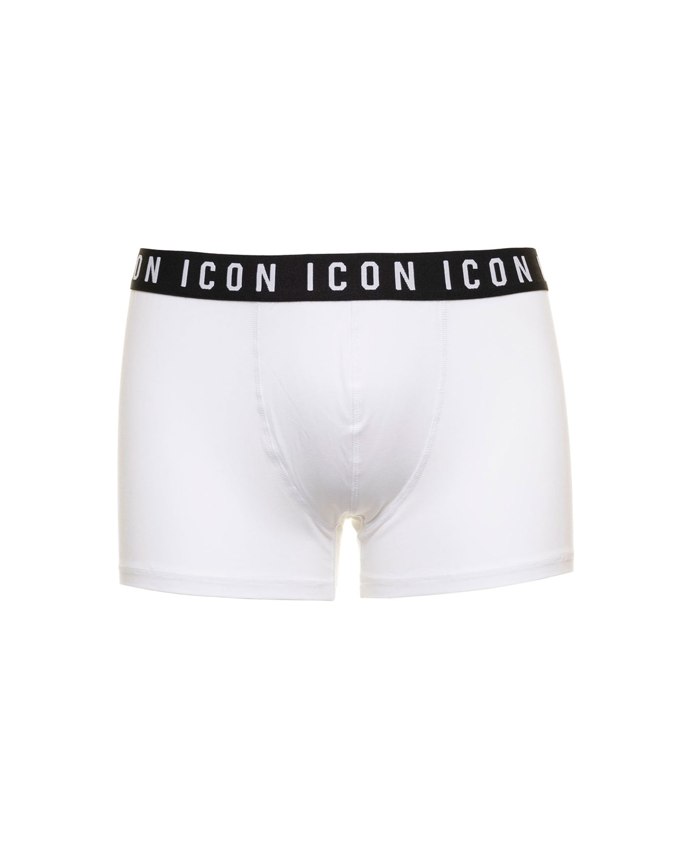 D-squared2 Man's White Stretch Cotton Briefs With  Logo - 1