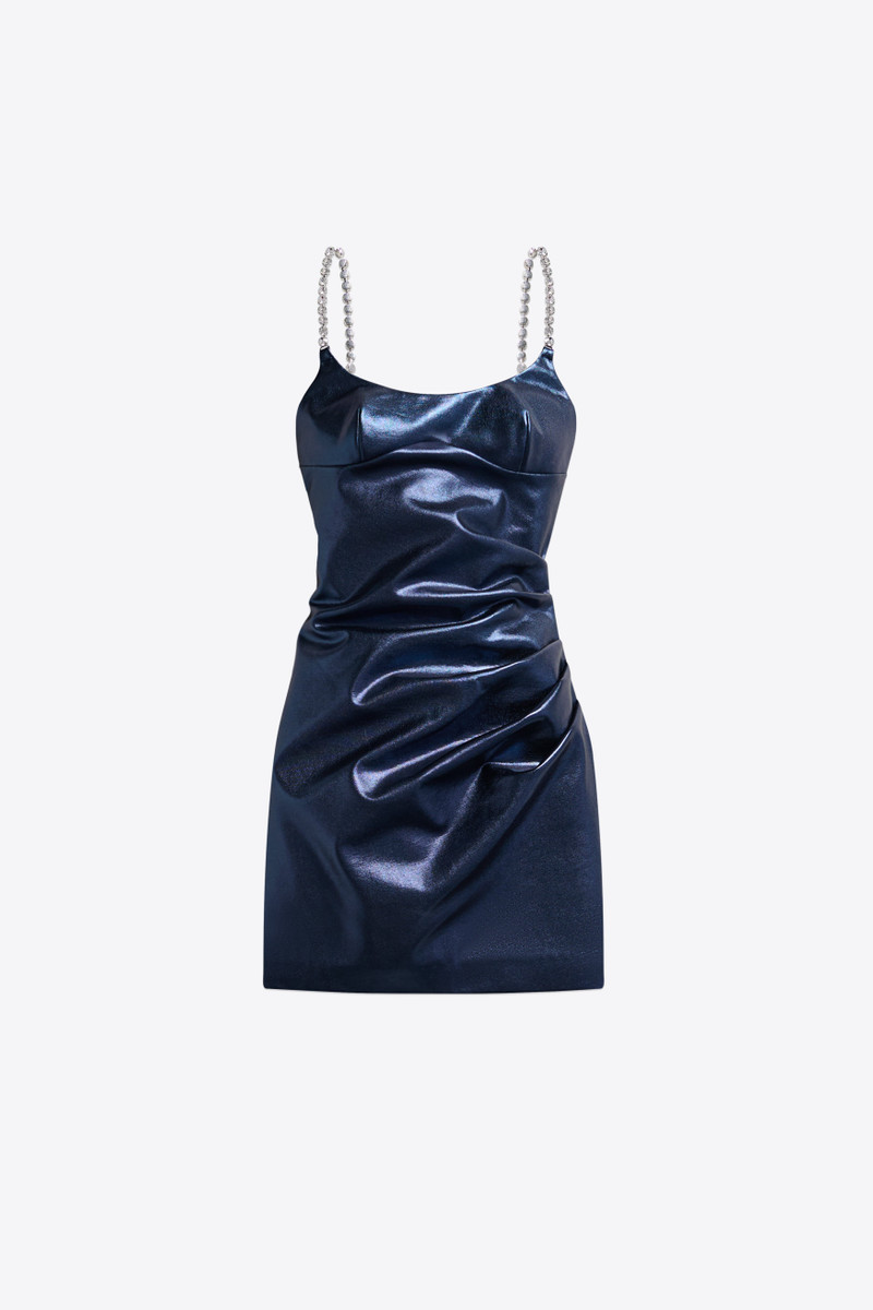 CRYSTAL STRAP METALLIC MINI DRESS 1