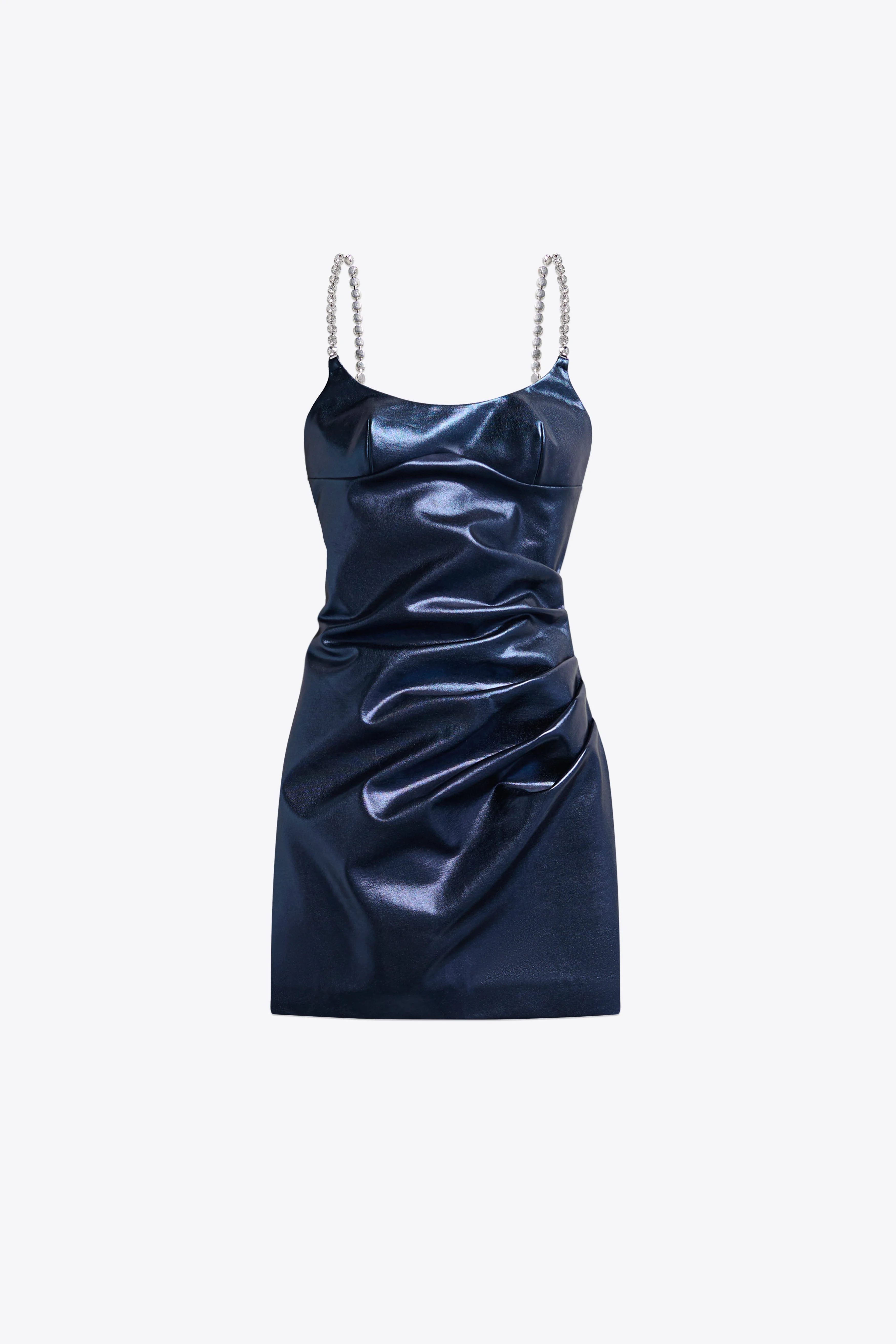 CRYSTAL STRAP METALLIC MINI DRESS - 1