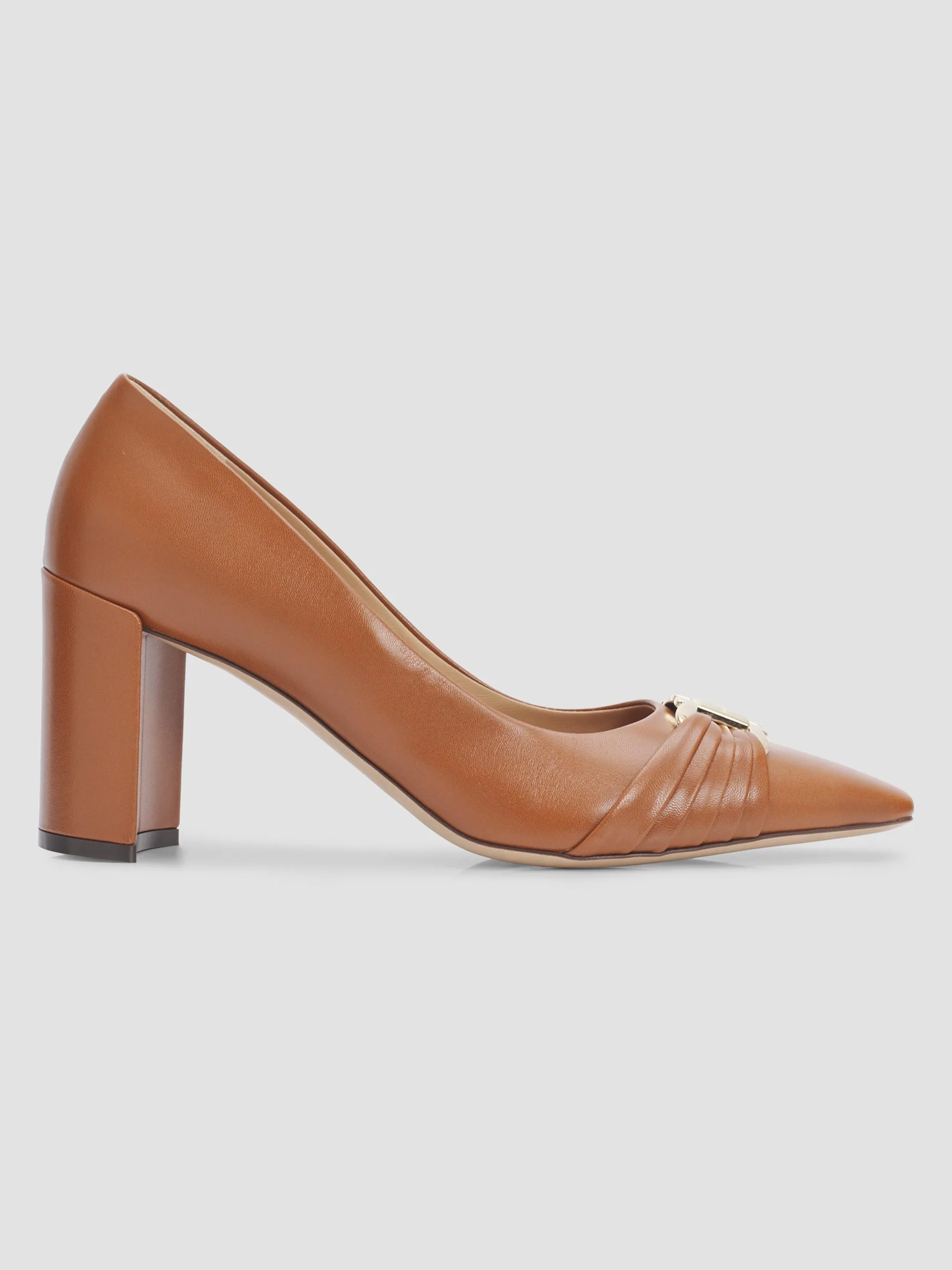 Women's Tillya Gancini Toe 70MM Leather Bock Heel Pumps - Naturale - 1