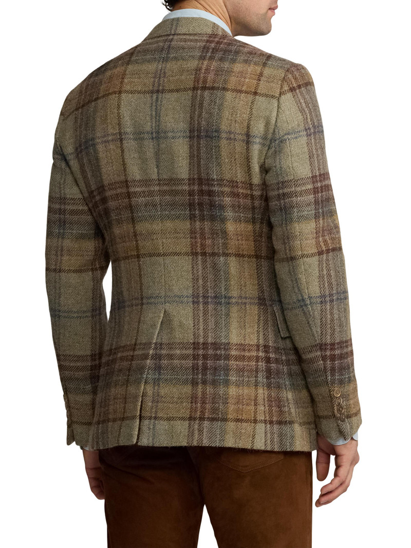 Men's Kent Hand-Tailored Plaid Wool Sportcoat - Sage Brown Tan Multi 5