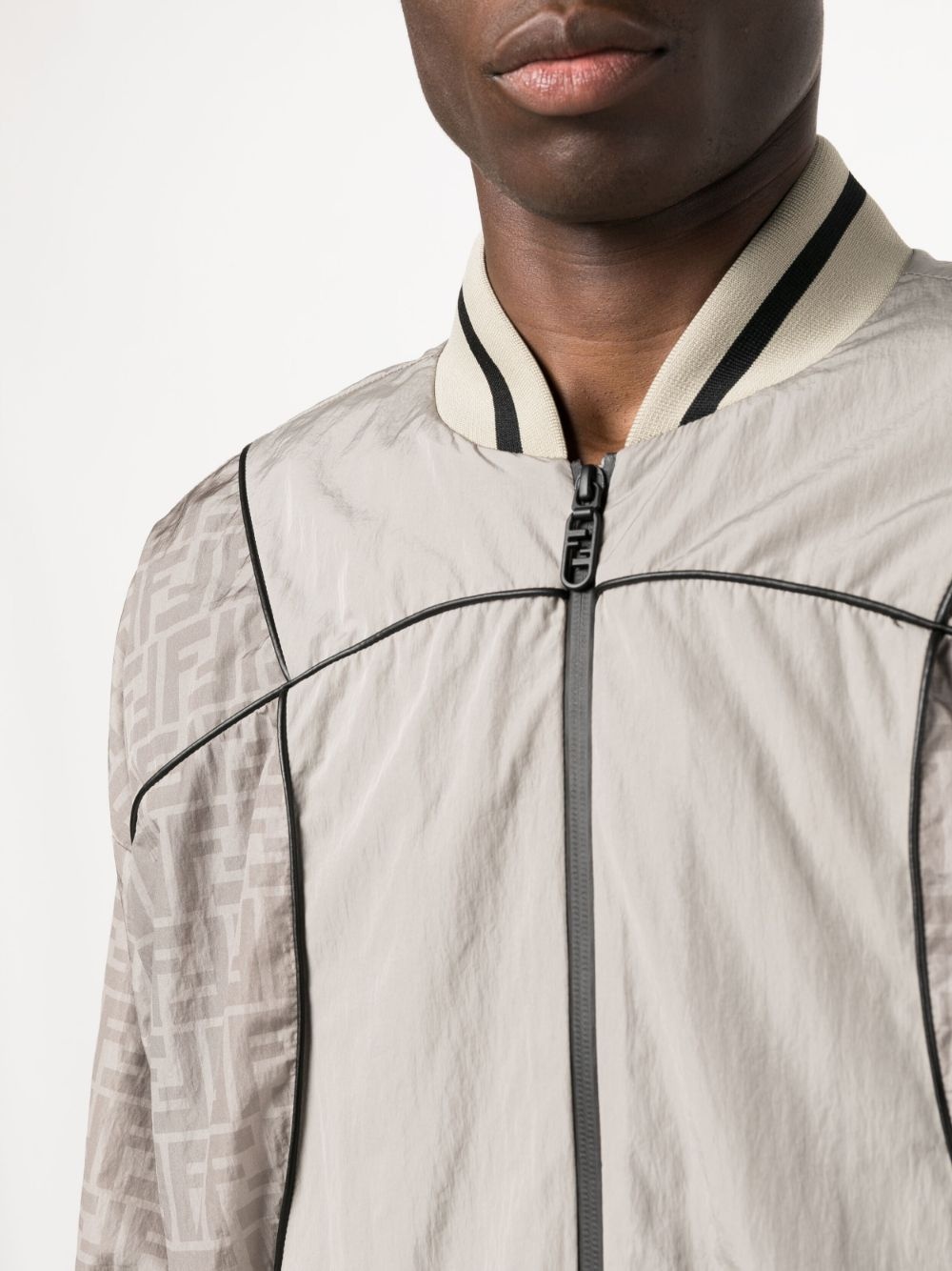 monogram-print panelled bomber jacket - 5