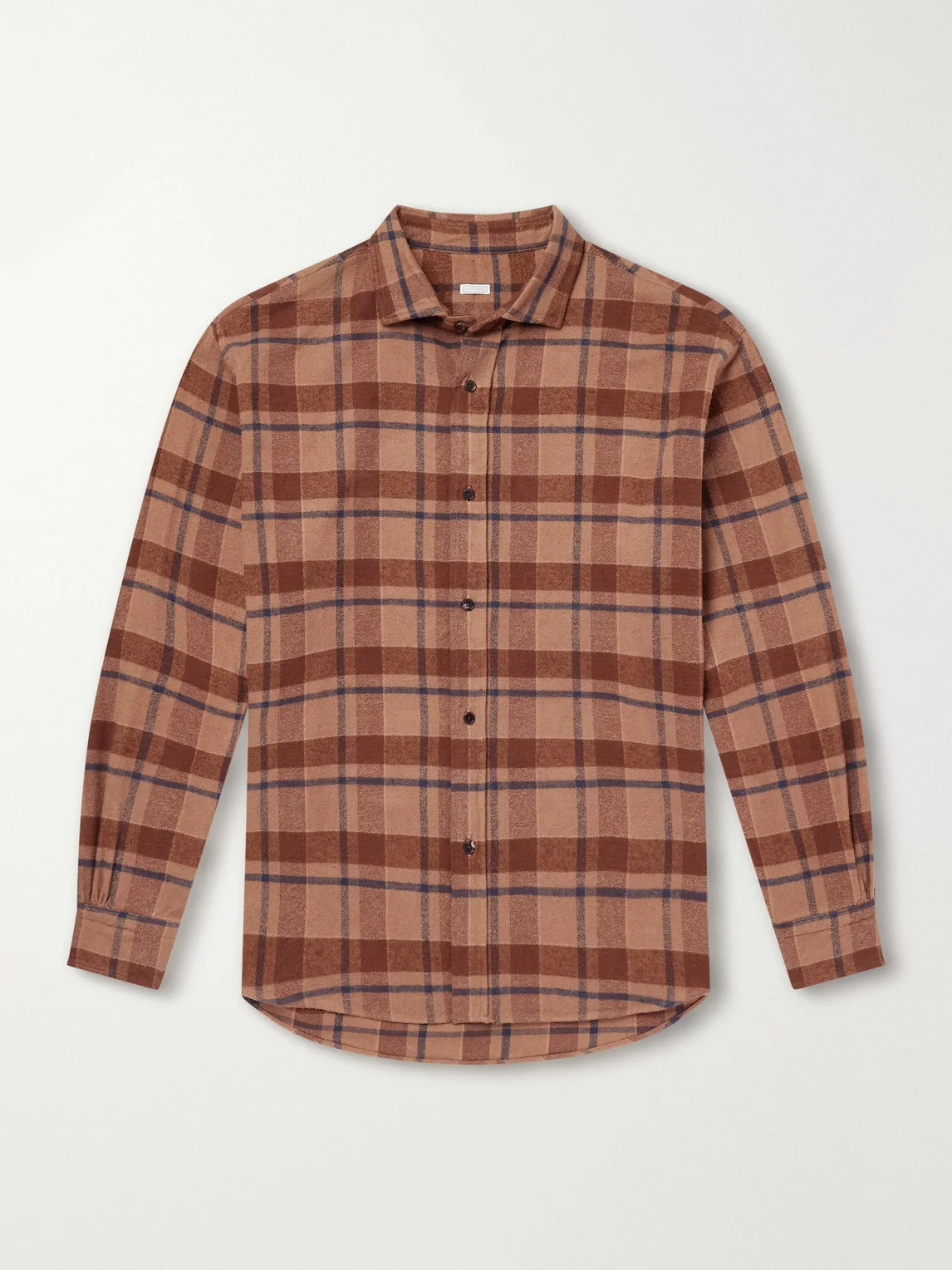 Checked Cotton and Silk-Blend Twill Shirt - 1