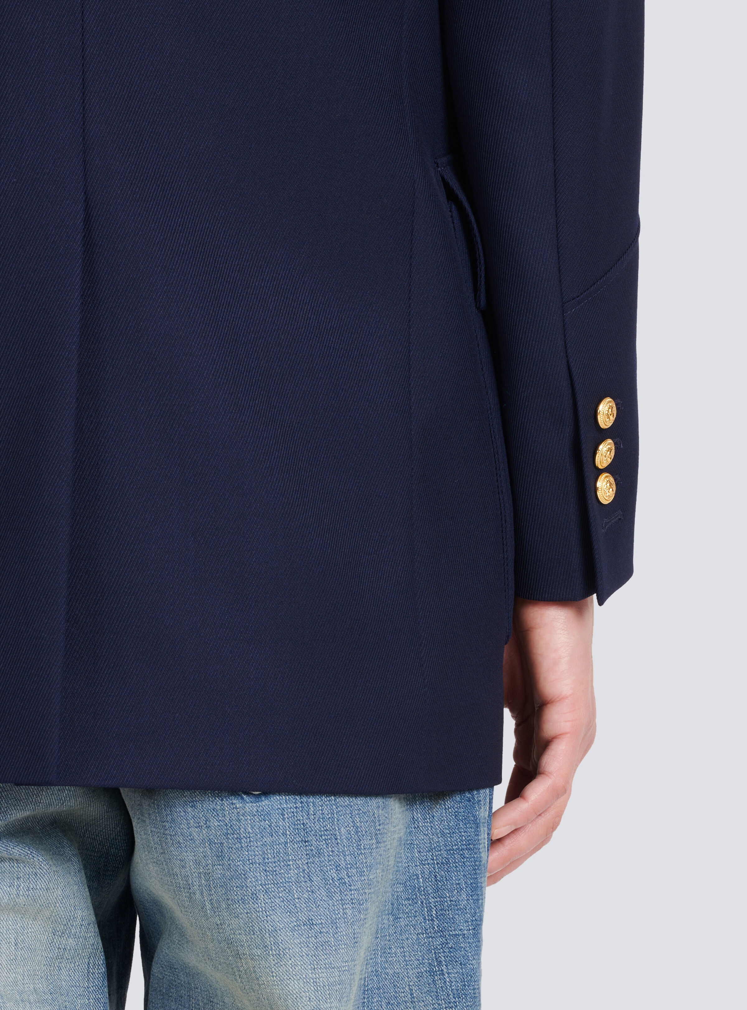 Six-button twill blazer with monogram lining - 7