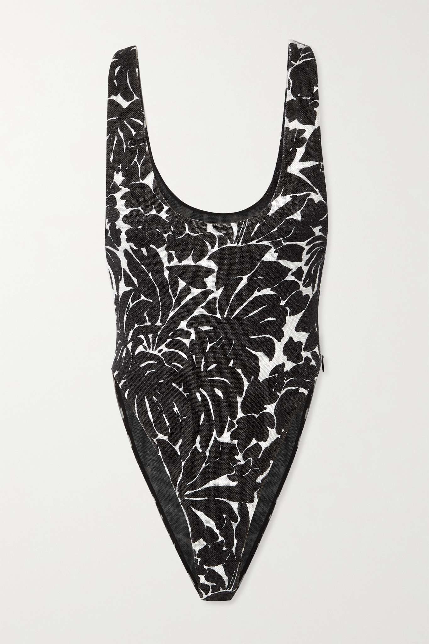 Floral-print cutout stretch-jersey bodysuit - 1