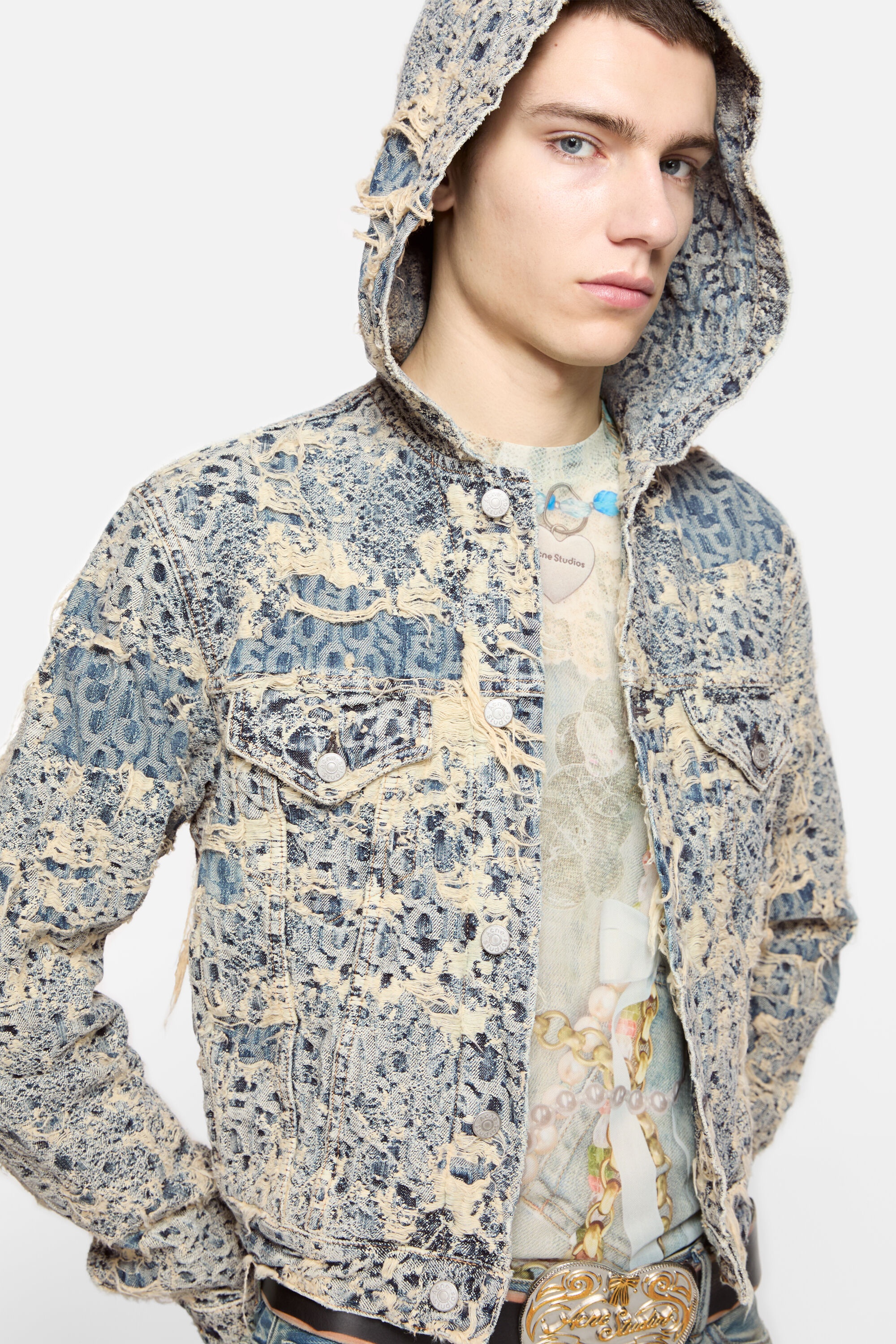 Denim jacket with hood - Mid Blue - 4