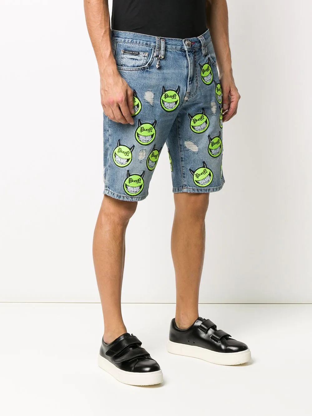 Evil Smile denim Bermuda shorts - 3