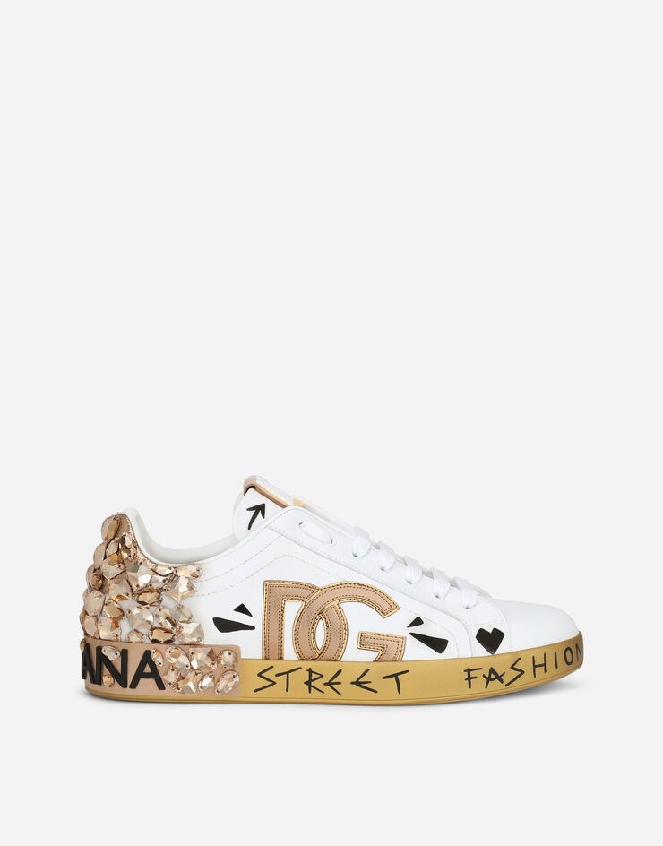 Printed calfskin nappa Portofino sneakers with DG logo and embroidery - 1