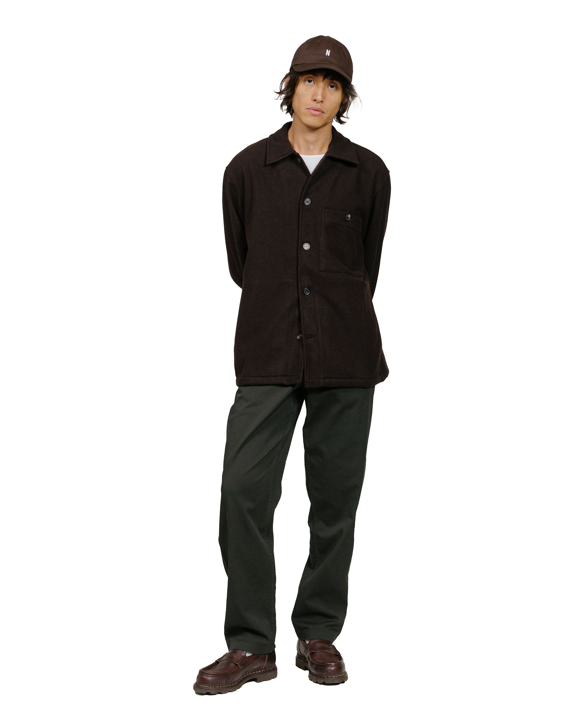 Folke Wool Overshirt Espresso - 4
