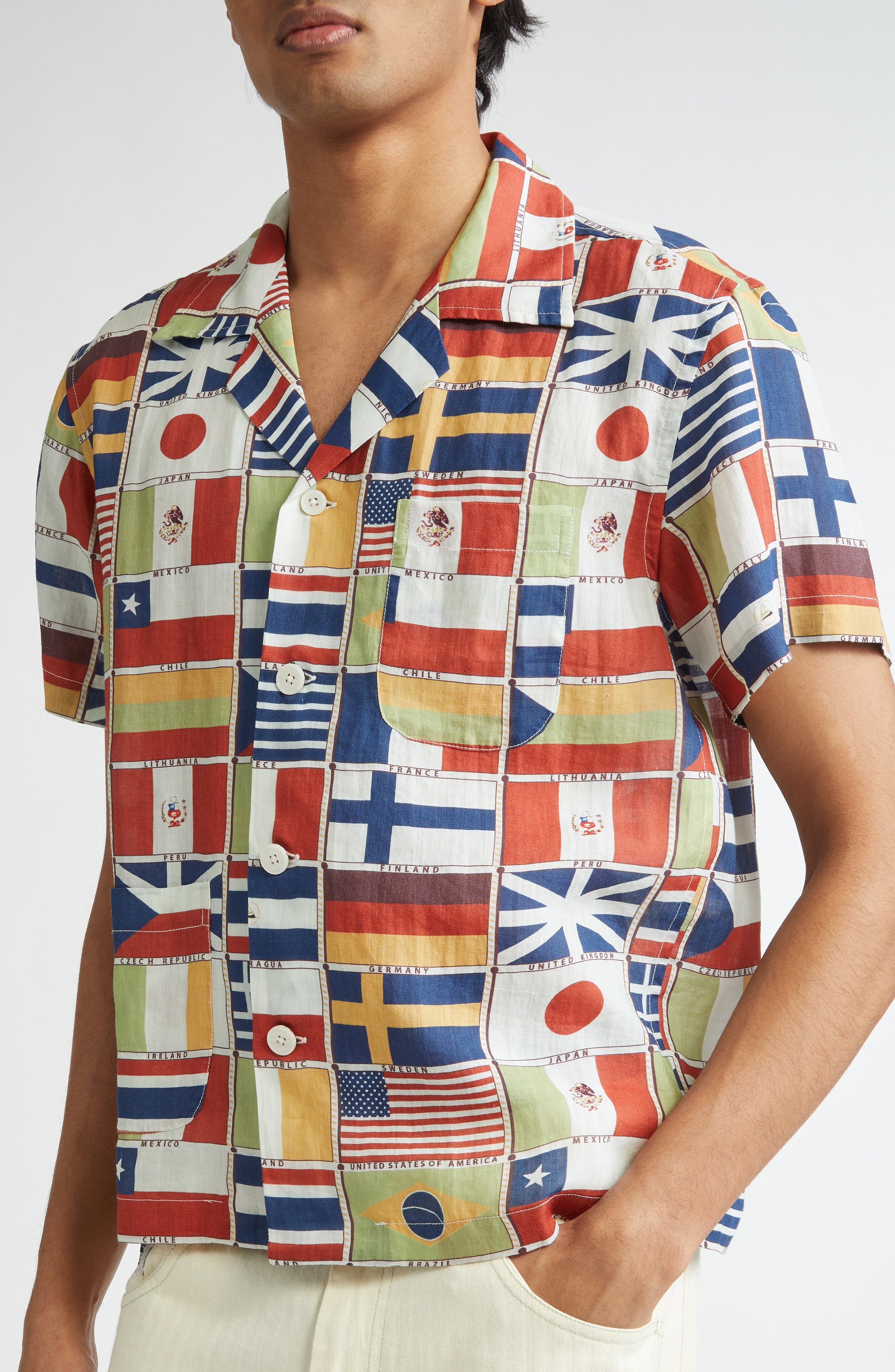 Bode International Linen Camp Shirt in Multicolor at Nordstrom - 4