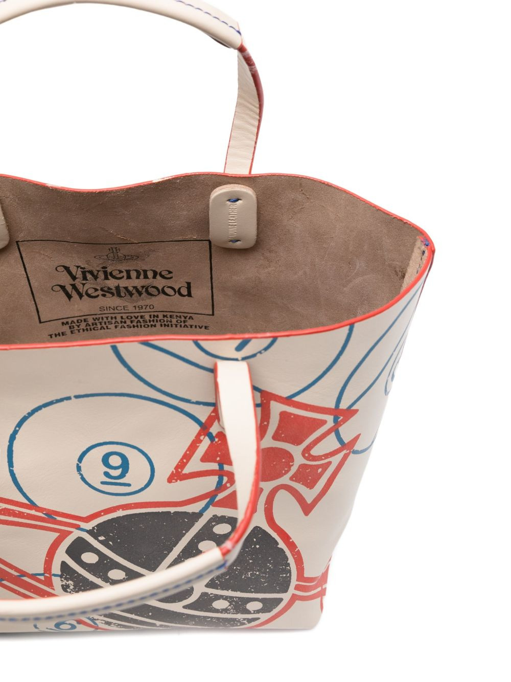 orb-print leather tote bag - 5