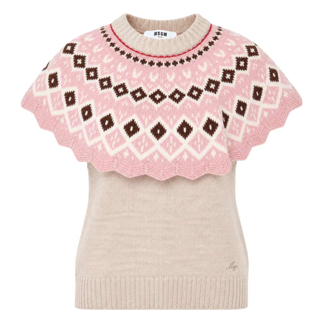 Knit Top With Capelet - 1
