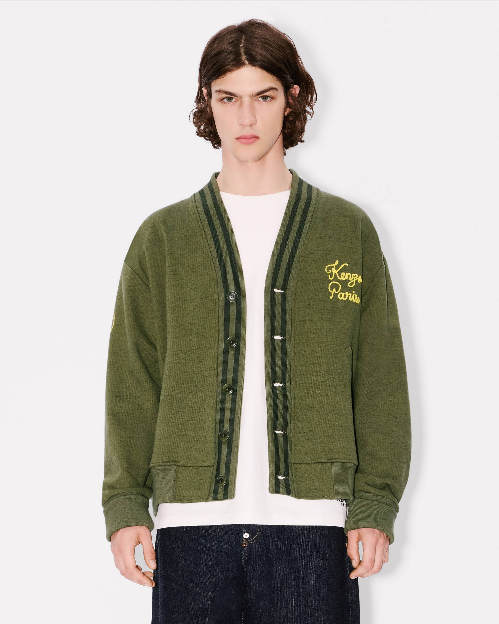 'KENZO Paris Chainstitch' embroidered cardigan in cotton - 3