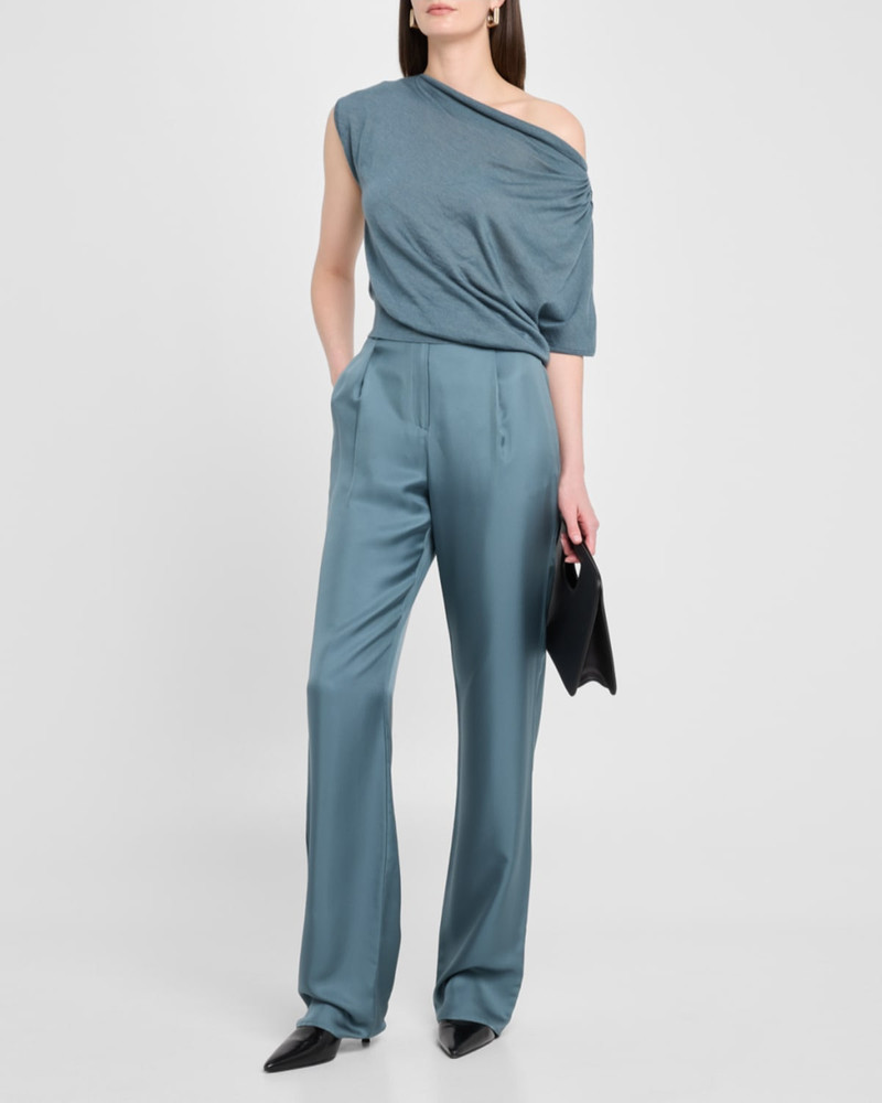 LAPOINTE Silky Twill Belted Straight-Leg Pants outlook