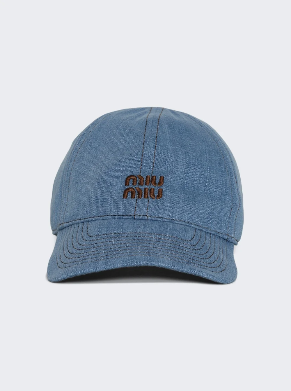 Denim Baseball Cap Blue And Brandy - 1