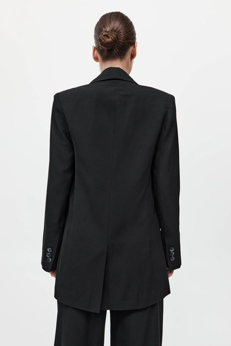 Wool Double Layer Blazer - Black - 10