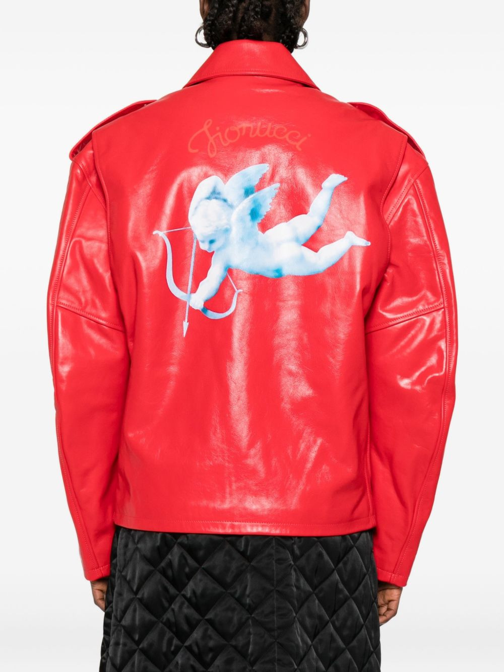 flap-pockets leather jacket - 4