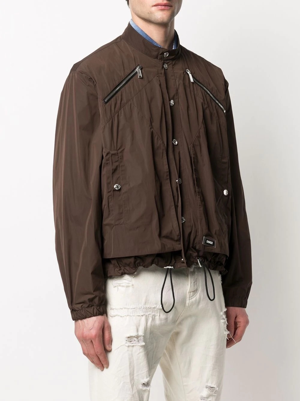 zip-detail bomber jacket - 3