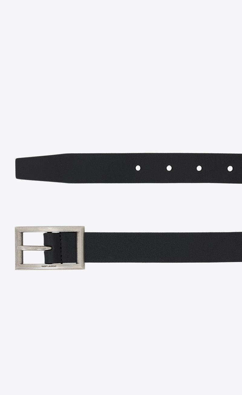 SAINT LAURENT rectangular buckle belt in vegetable-tanned leather outlook