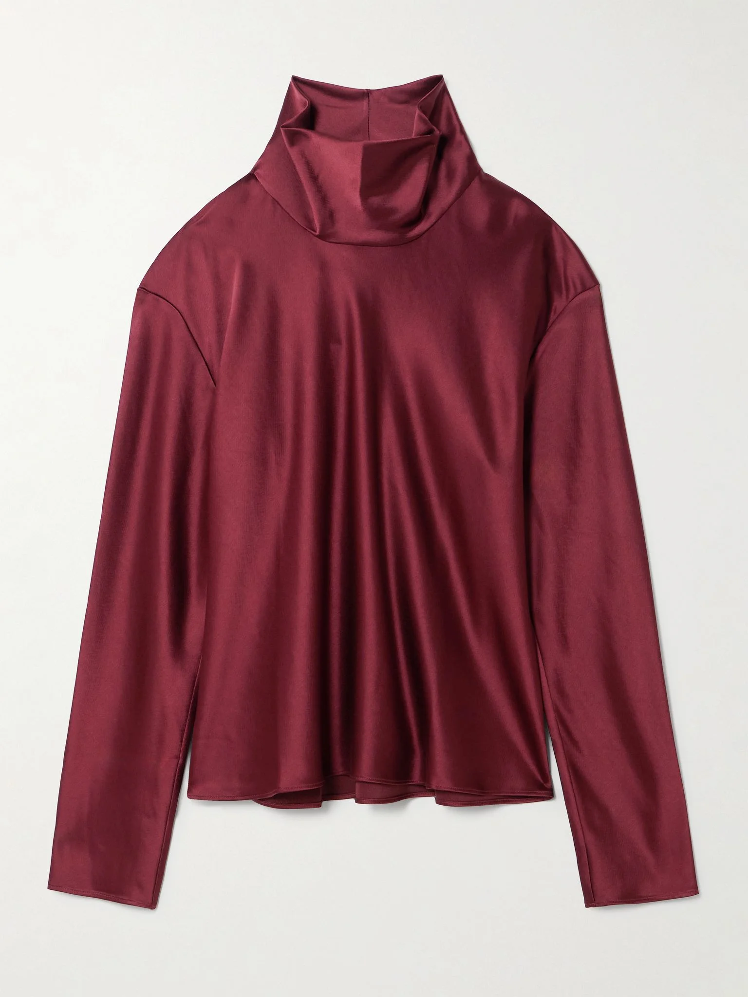 Barb draped satin blouse Burgundy - 1
